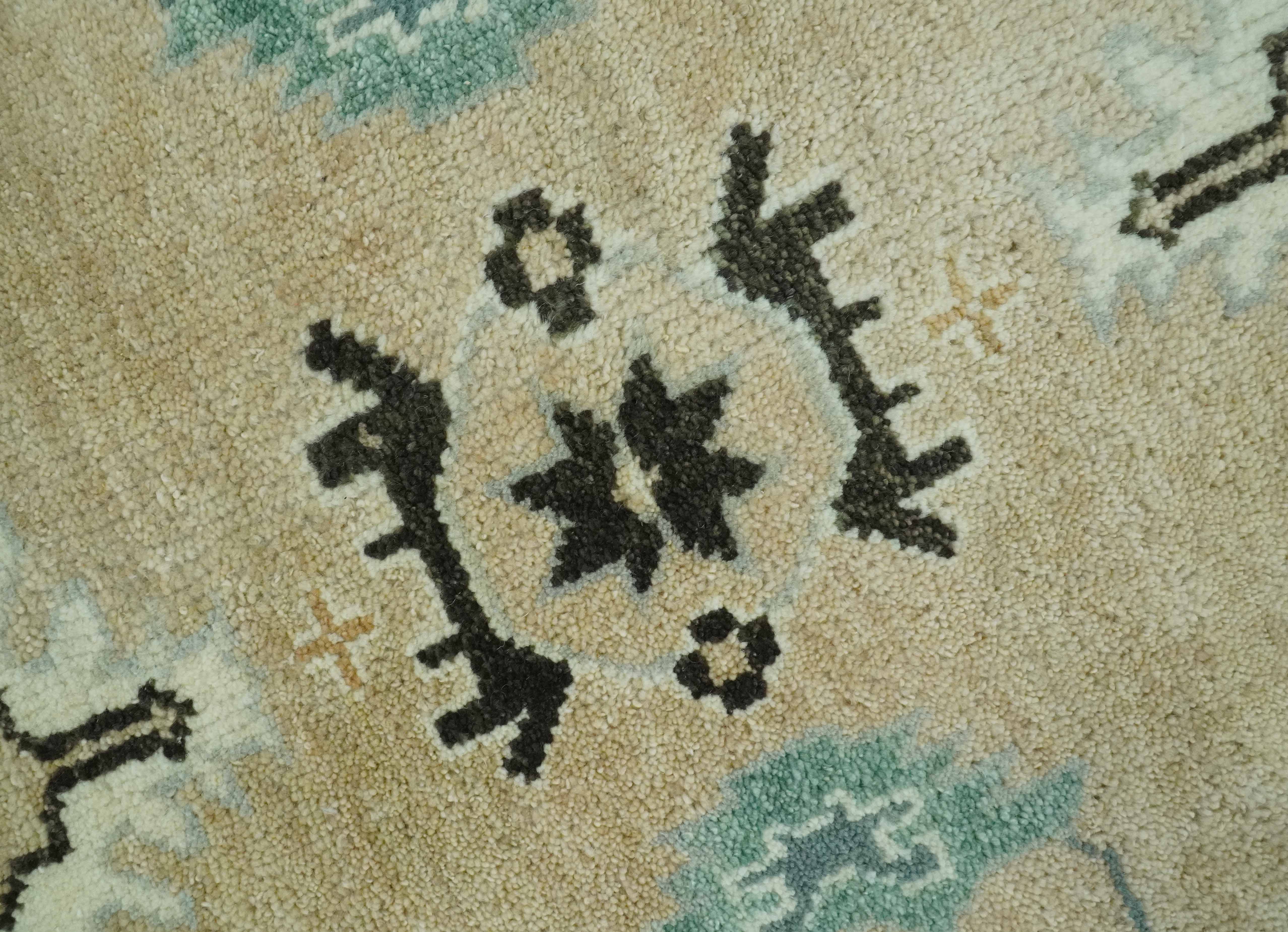 Hand knotted Peach, Ivory and Gray 8x10 Oriental Oushak wool area rug - Image 4