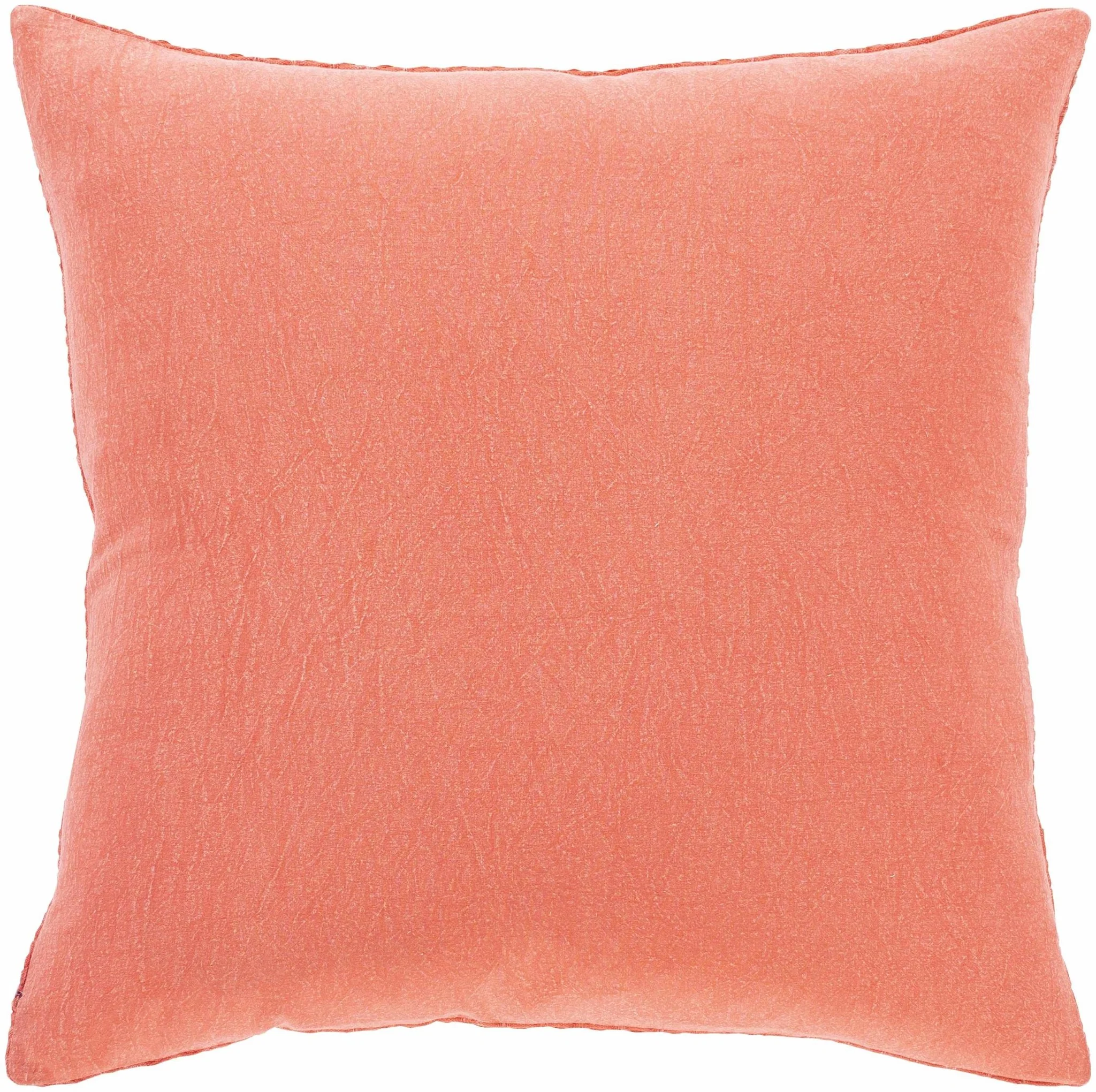 Peach Modern Textured Cotton Square Throw Pillow - Image 4