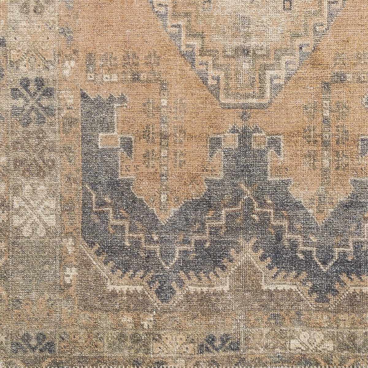 Machine Woven Peach, Silver, Blue and Brown Traditional Machine Washable Rug - Image 7