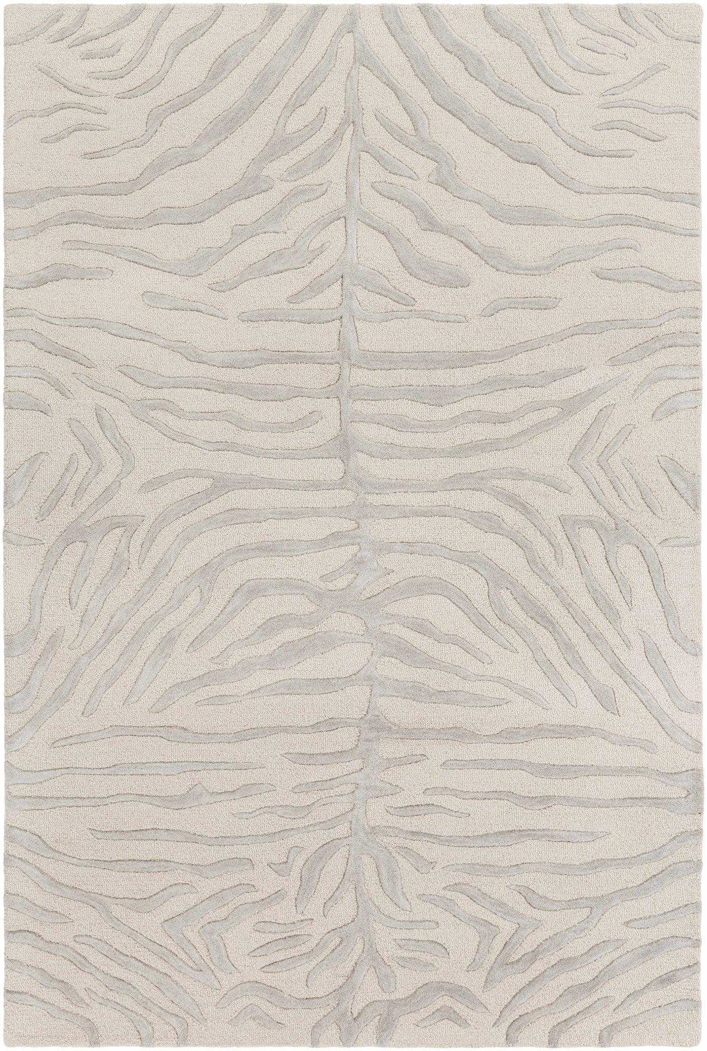 Peora Zebra Print Ivory And Gray Hand Tufted Wool Area Rug - Image 15