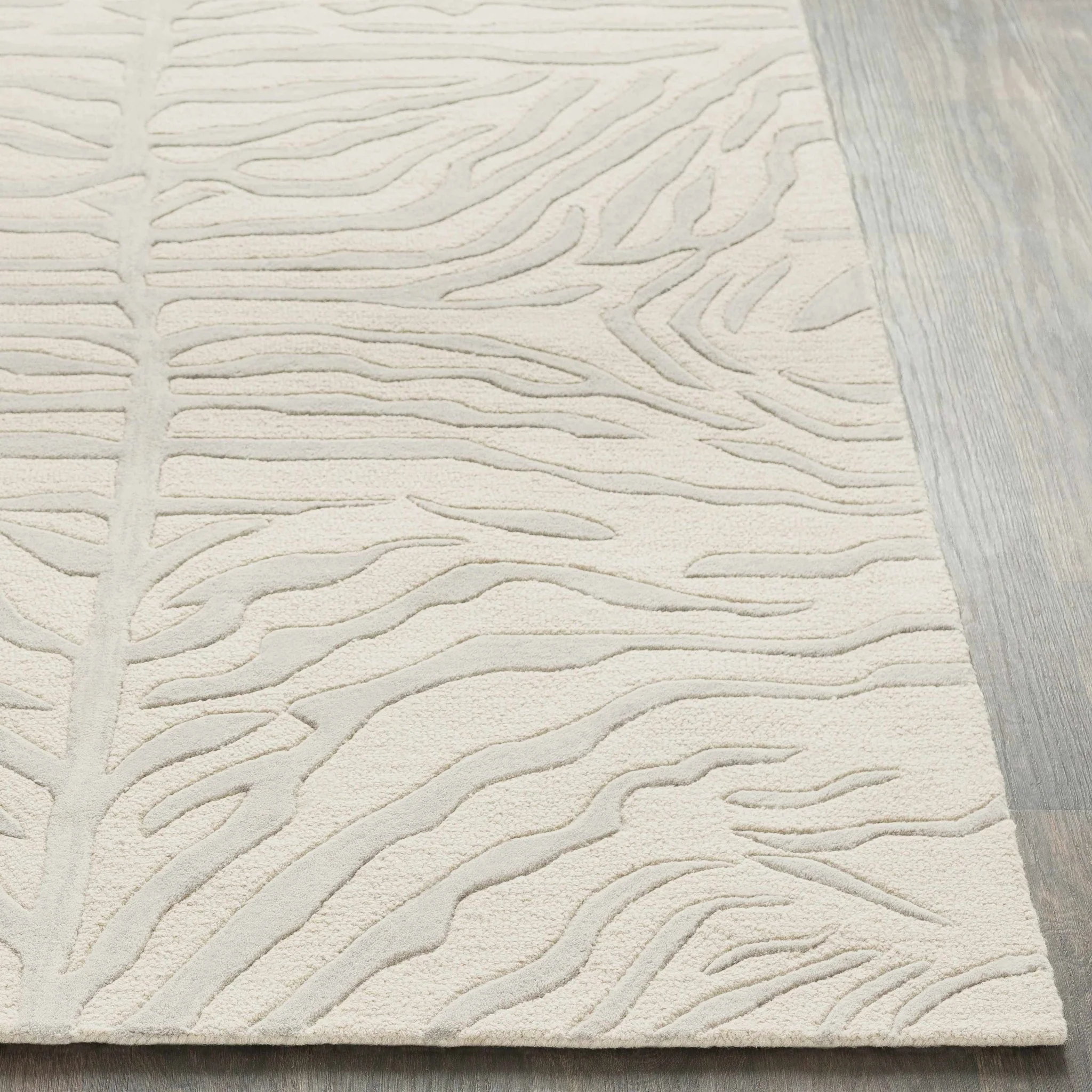 Peora Zebra Print Ivory And Gray Hand Tufted Wool Area Rug - Image 8
