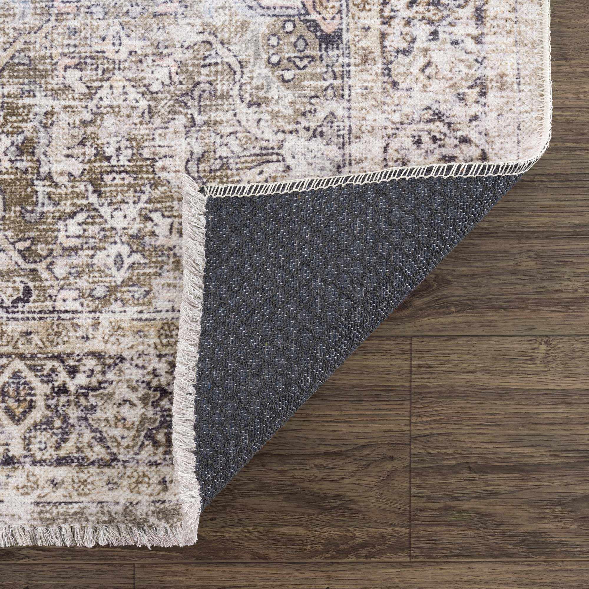 Oriental Transitional Design Beige, Brown and Camel Style Low Pile Area Rug - Image 11