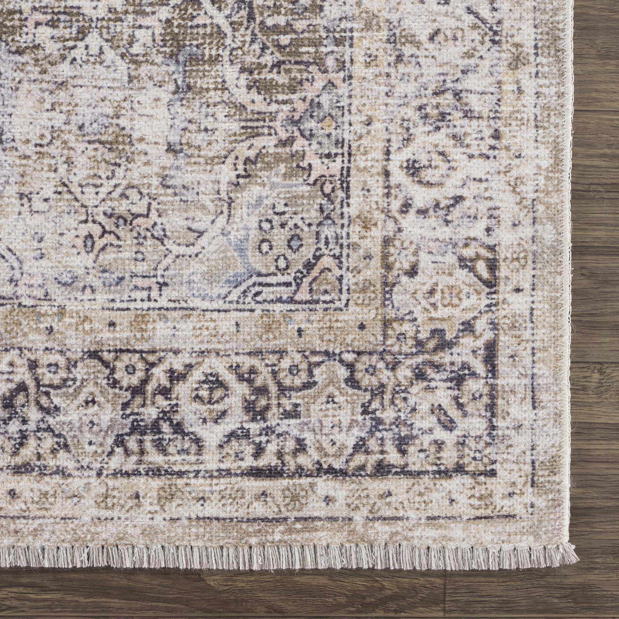 Oriental Transitional Design Beige, Brown and Camel Style Low Pile Area Rug - Image 14