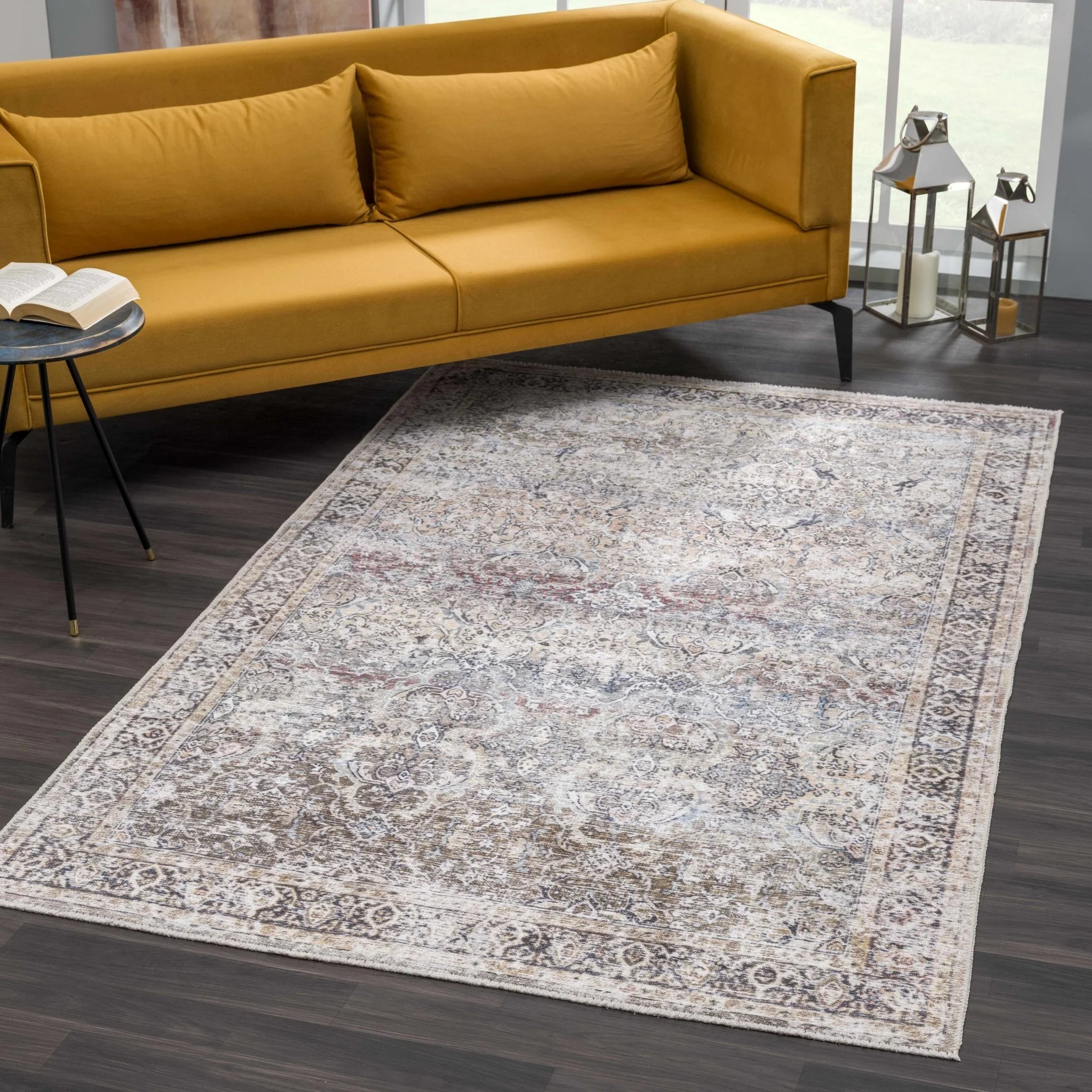 Oriental Transitional Design Beige, Brown and Camel Style Low Pile Area Rug - Image 30