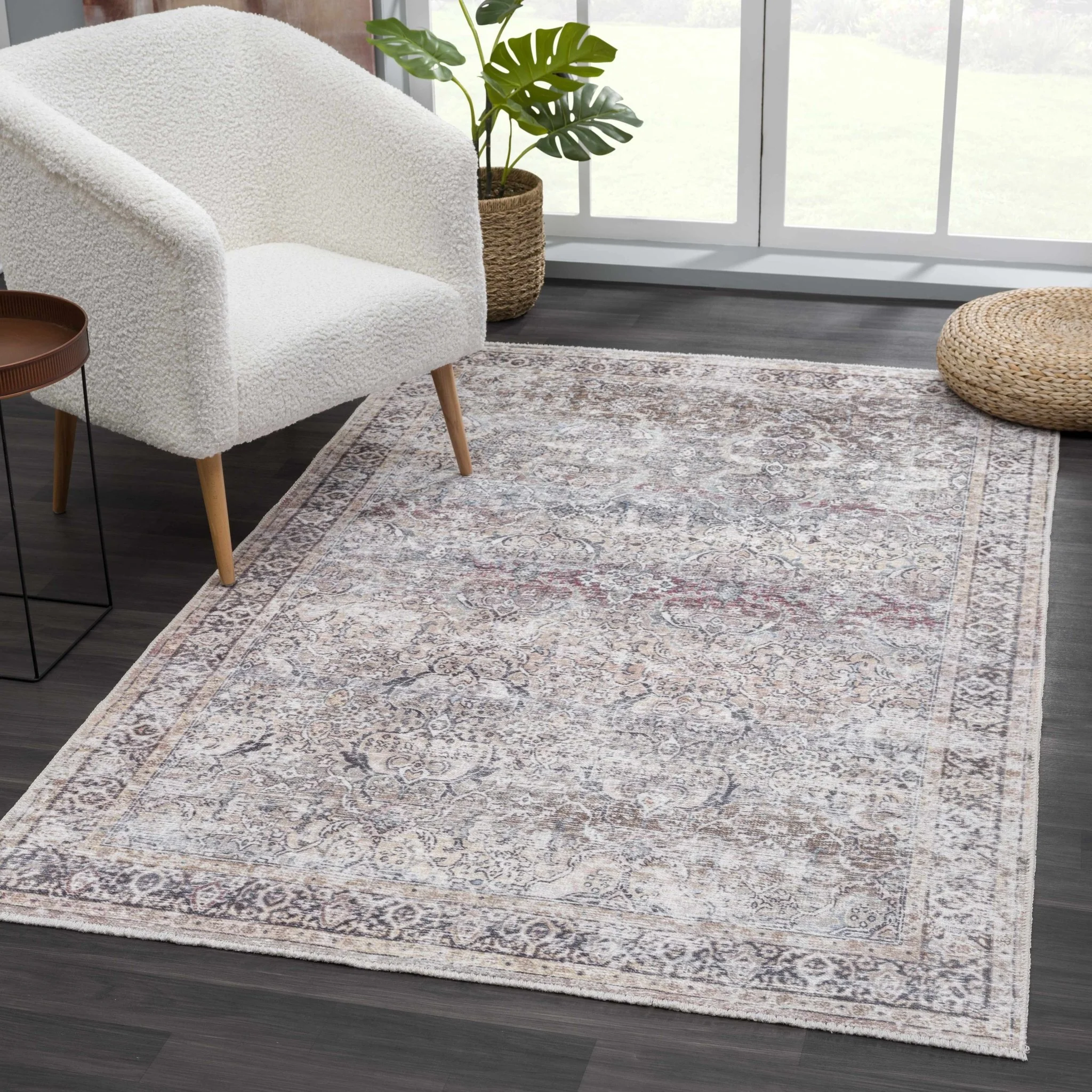 Oriental Transitional Design Beige, Brown and Camel Style Low Pile Area Rug - Image 32