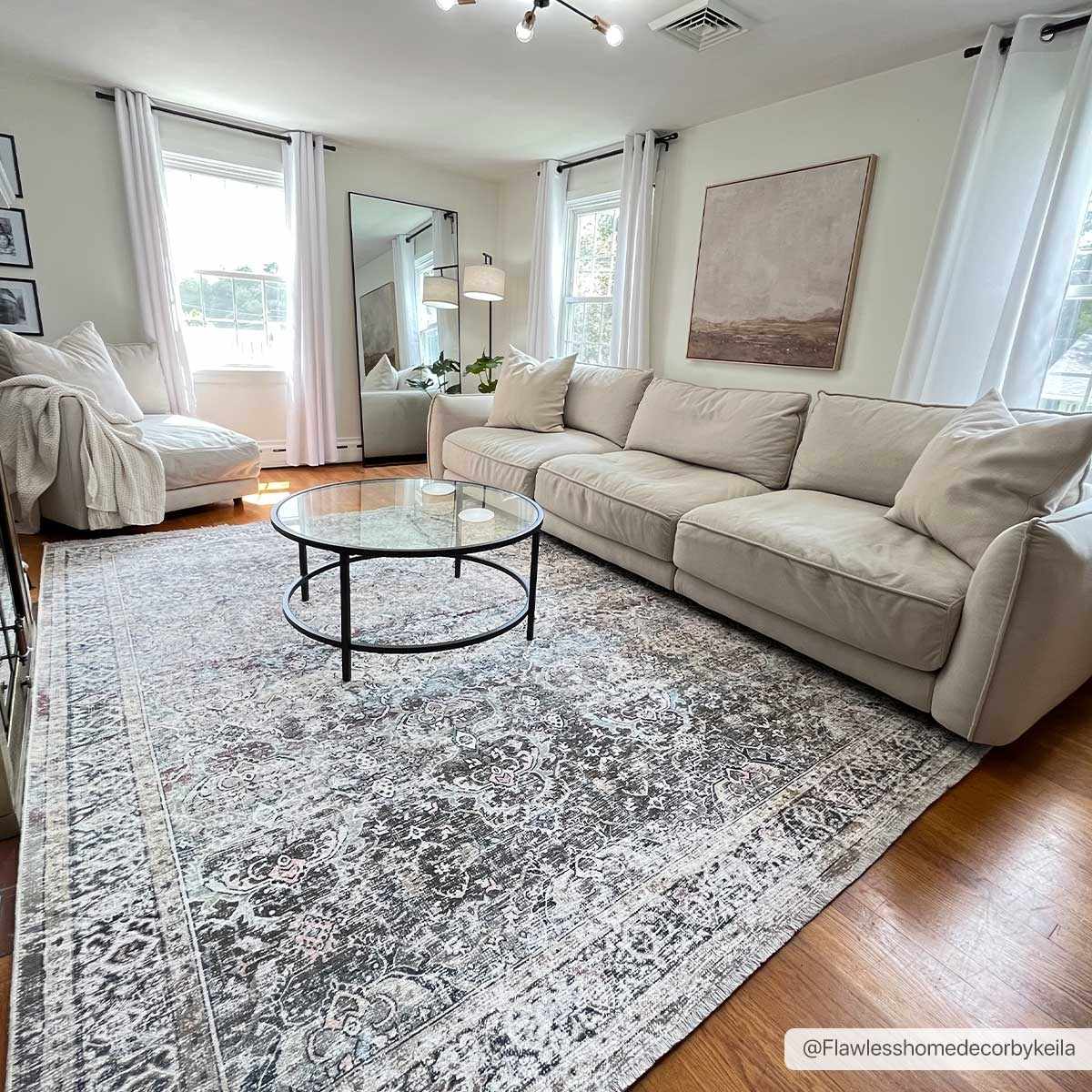 Oriental Transitional Design Beige, Brown and Camel Style Low Pile Area Rug - Image 5