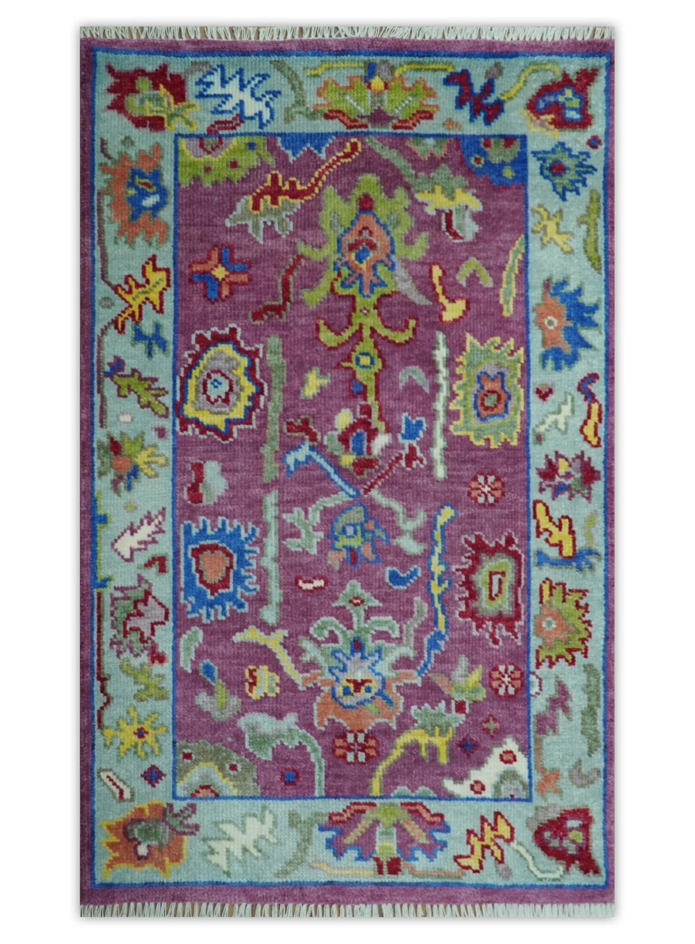 Pink Oushak Rug Wool Blue Colorful Hand knotted Traditional Oushak Custom Made wool Area Rug - Image 13