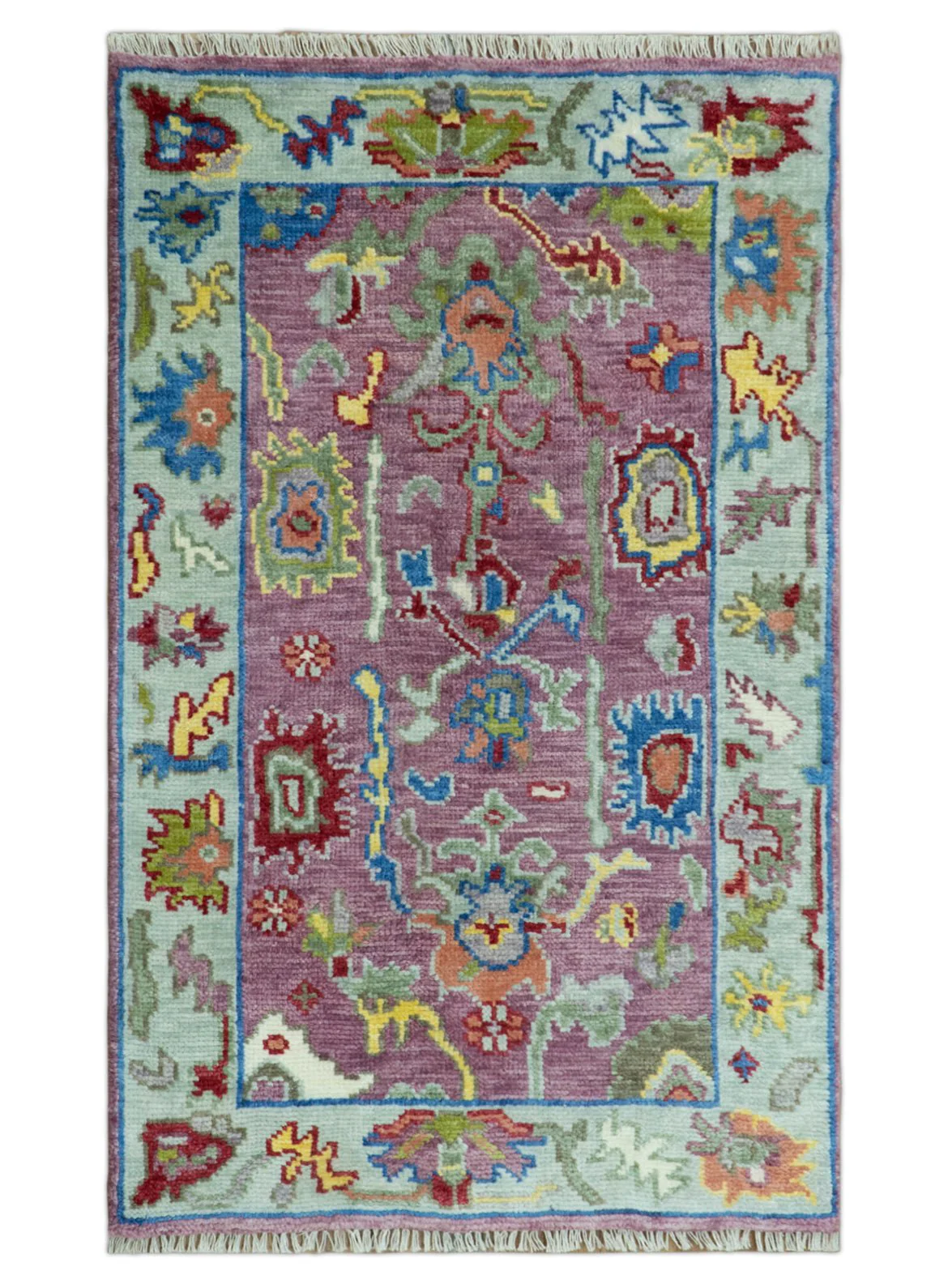 Pink Oushak Rug Wool Blue Colorful Hand knotted Traditional Oushak Custom Made wool Area Rug - Image 15