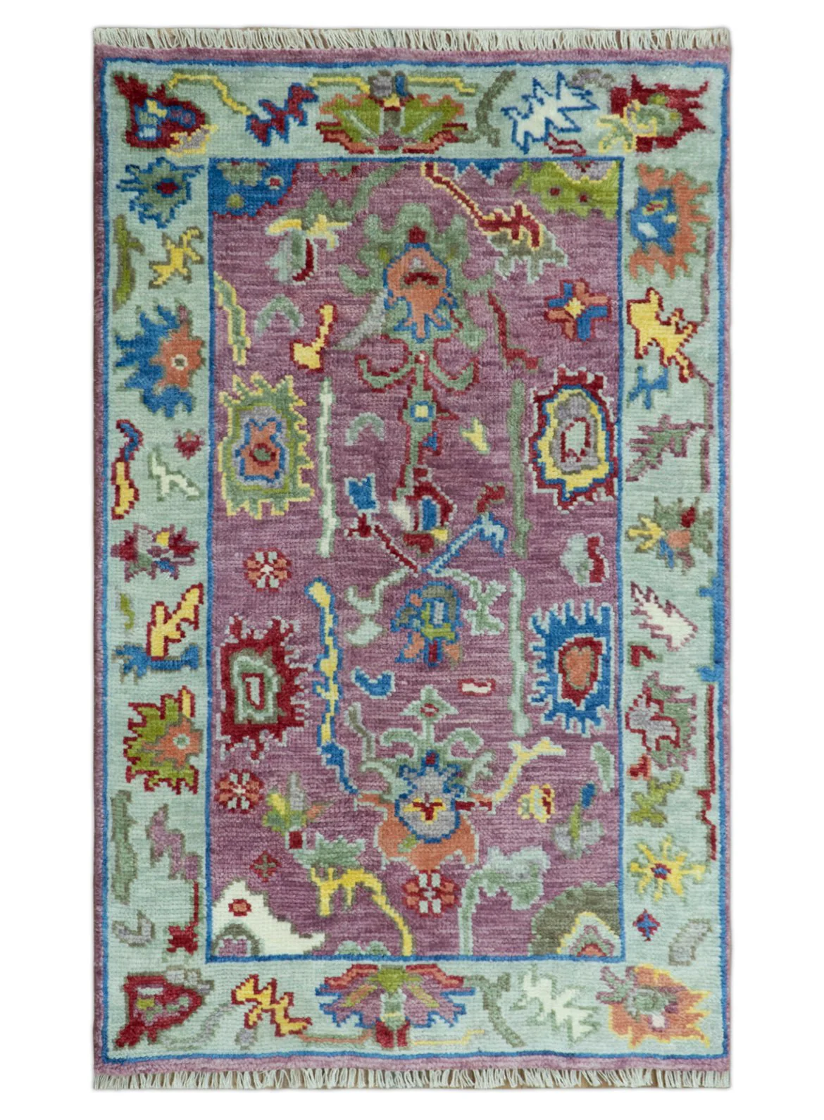 Pink Oushak Rug Wool Blue Colorful Hand knotted Traditional Oushak Custom Made wool Area Rug - Image 16