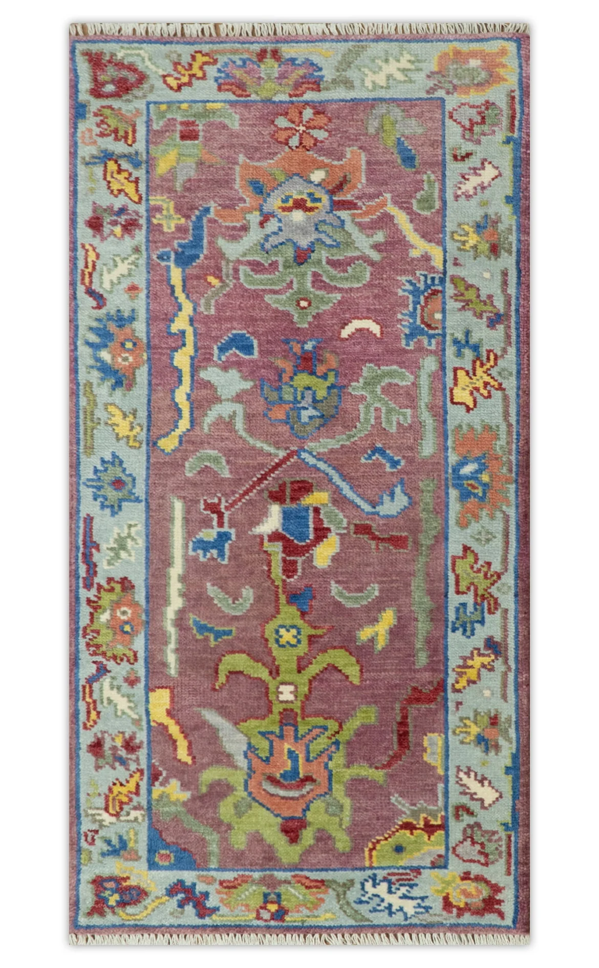 Pink Oushak Rug Wool Blue Colorful Hand knotted Traditional Oushak Custom Made wool Area Rug - Image 18
