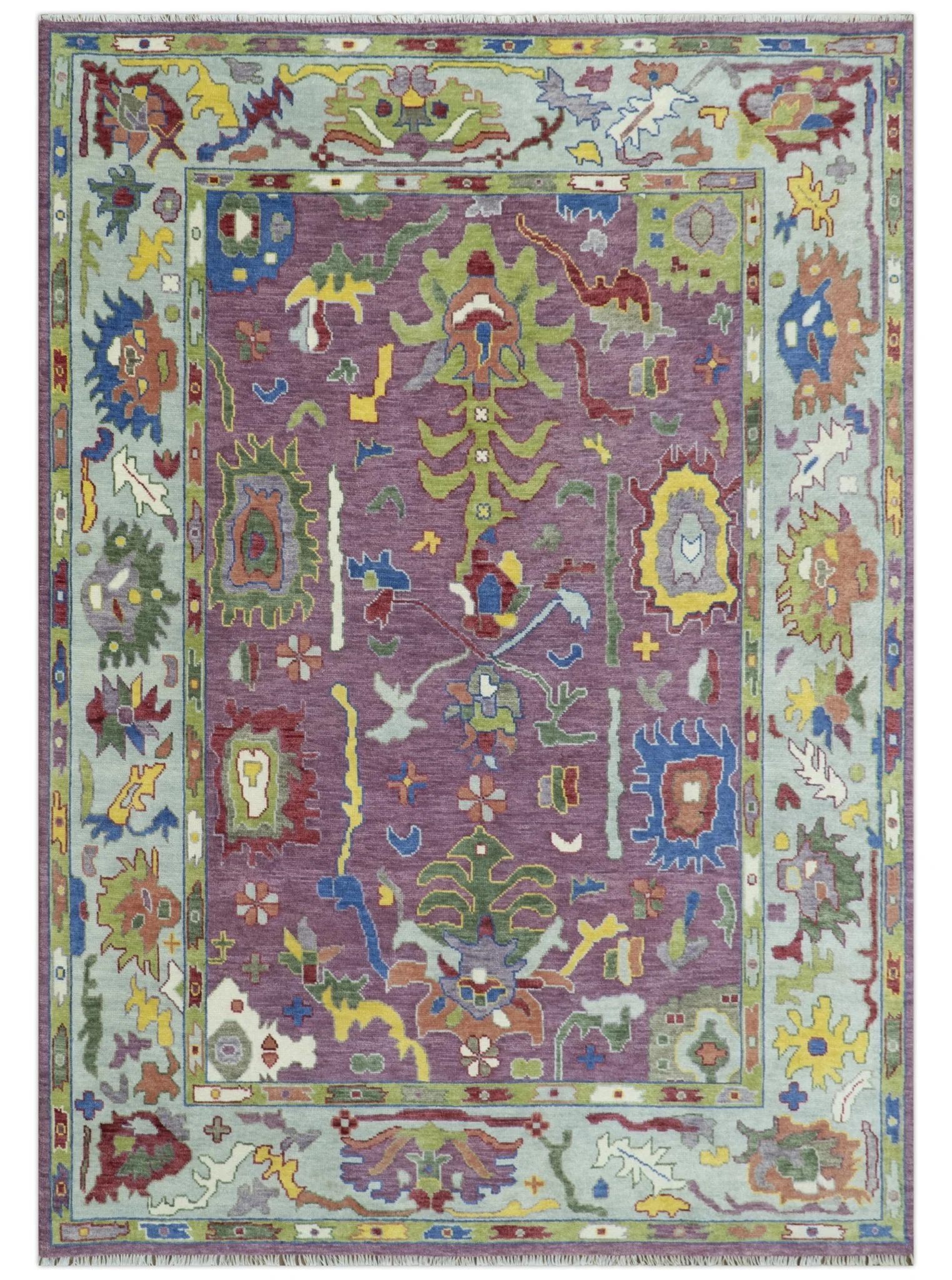 Pink Oushak Rug Wool Blue Colorful Hand knotted Traditional Oushak Custom Made wool Area Rug - Image 20