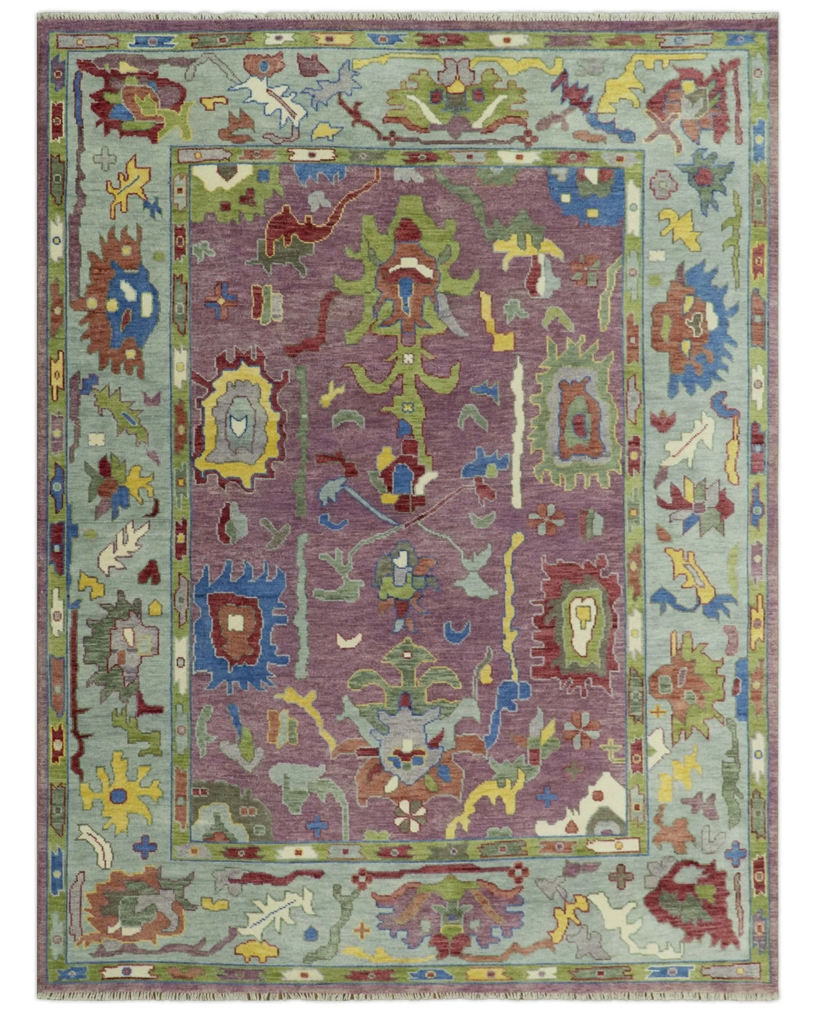 Pink Oushak Rug Wool Blue Colorful Hand knotted Traditional Oushak Custom Made wool Area Rug - Image 21