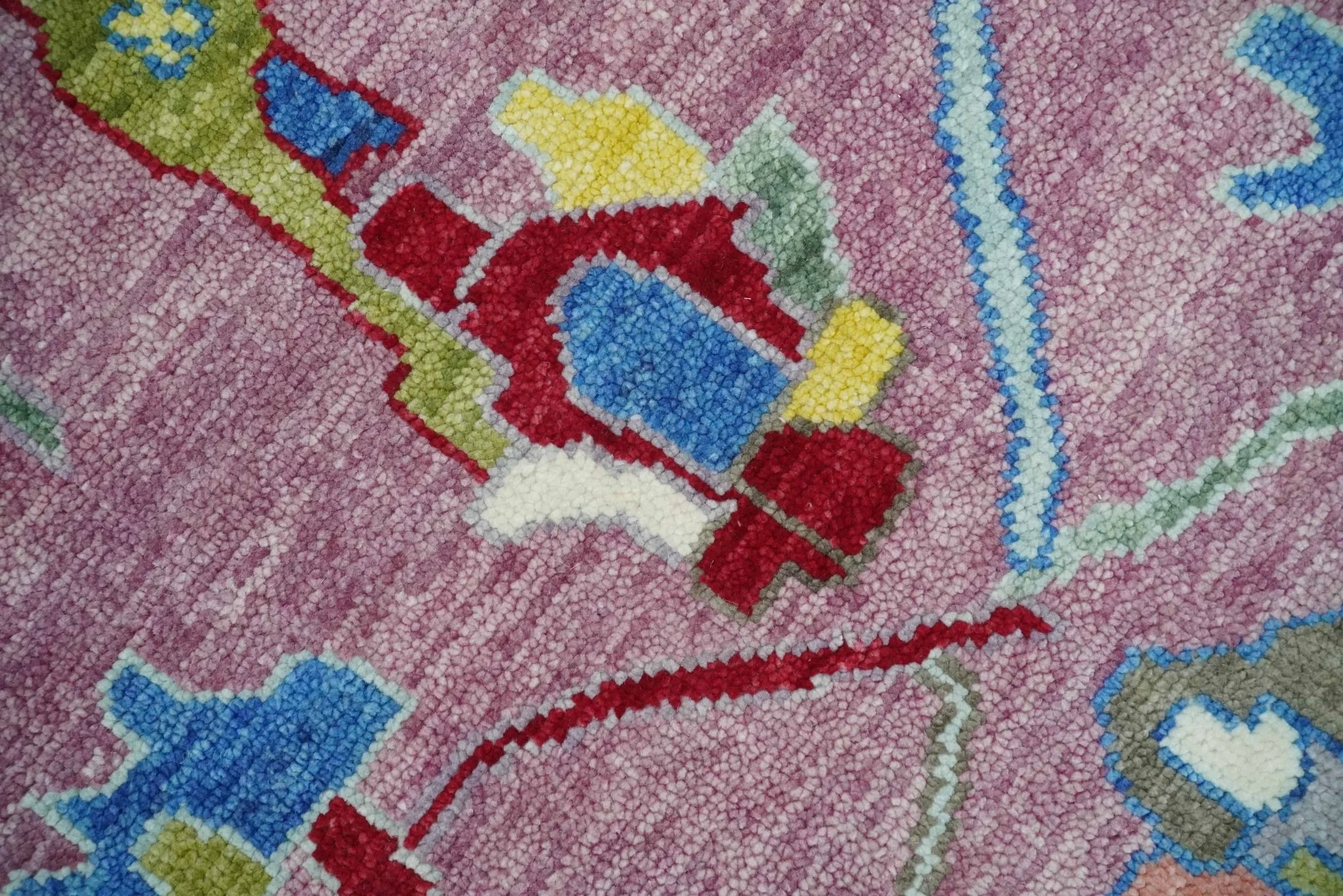Pink Oushak Rug Wool Blue Colorful Hand knotted Traditional Oushak Custom Made wool Area Rug - Image 4