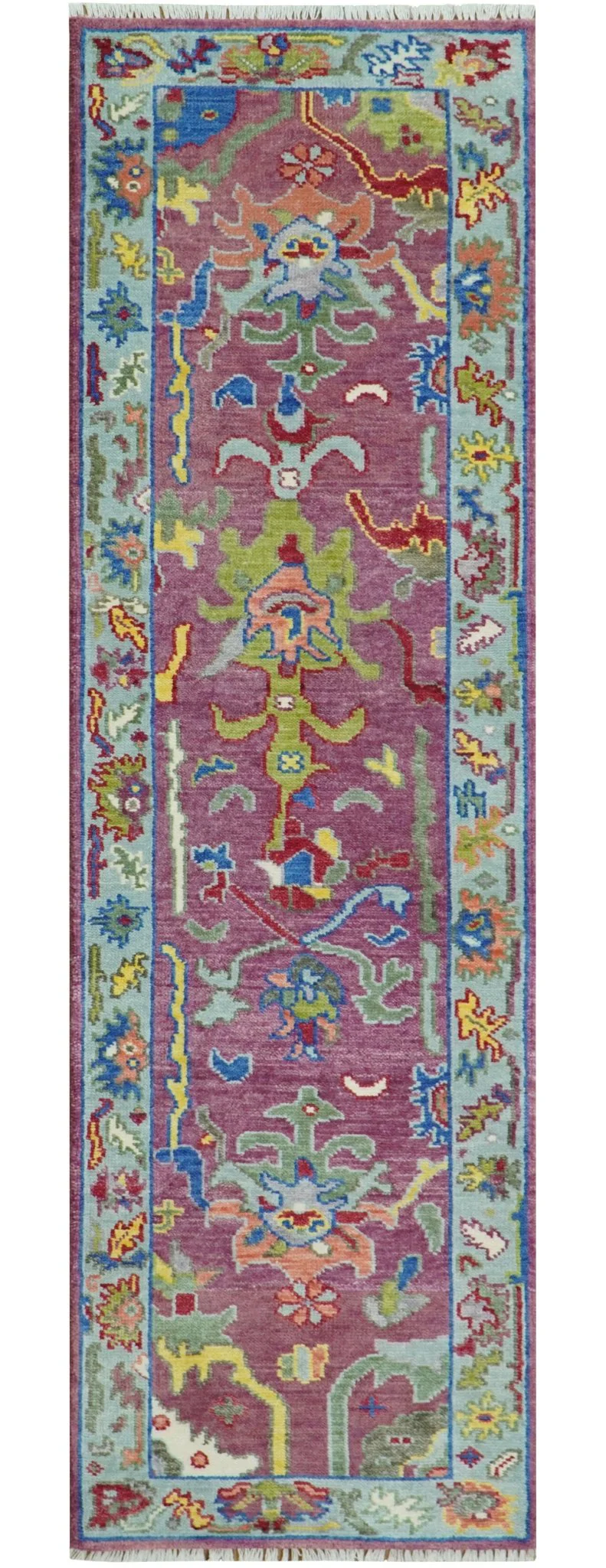 Ready to Ship Pink Modern Oushak Rug Wool Blue Colorful Hand knotted Area Rug - Image 13