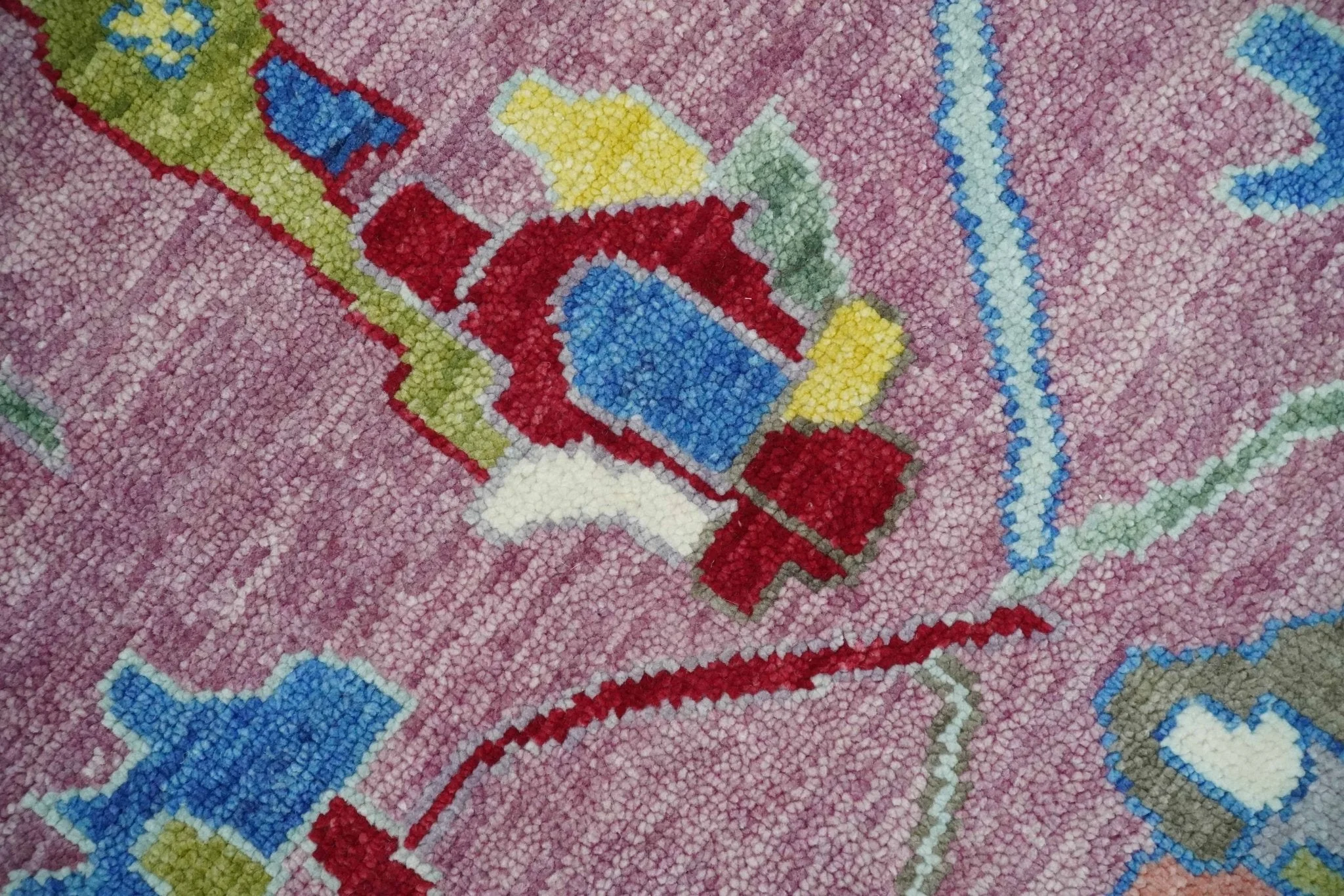 Ready to Ship Pink Modern Oushak Rug Wool Blue Colorful Hand knotted Area Rug - Image 4