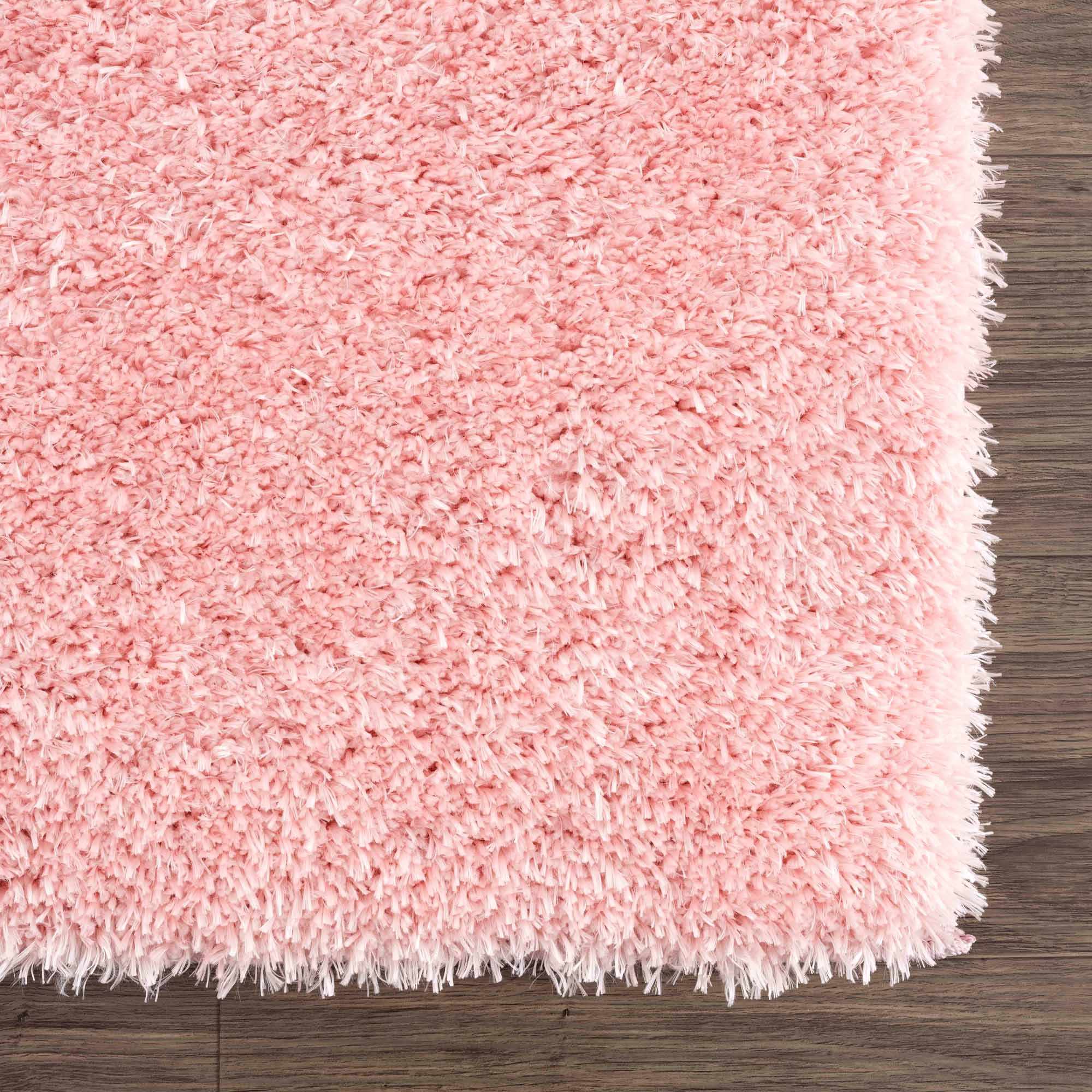Modern Solid Pink Plush Pile Moroccan Style Washable Area Rug - Image 10