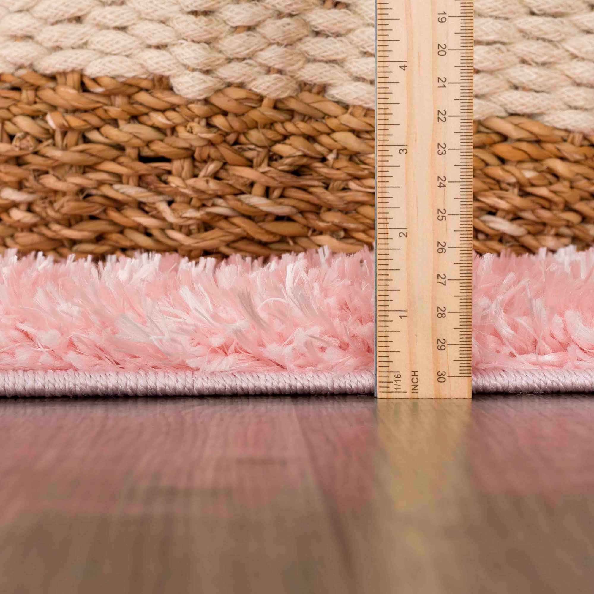 Modern Solid Pink Plush Pile Moroccan Style Washable Area Rug - Image 11