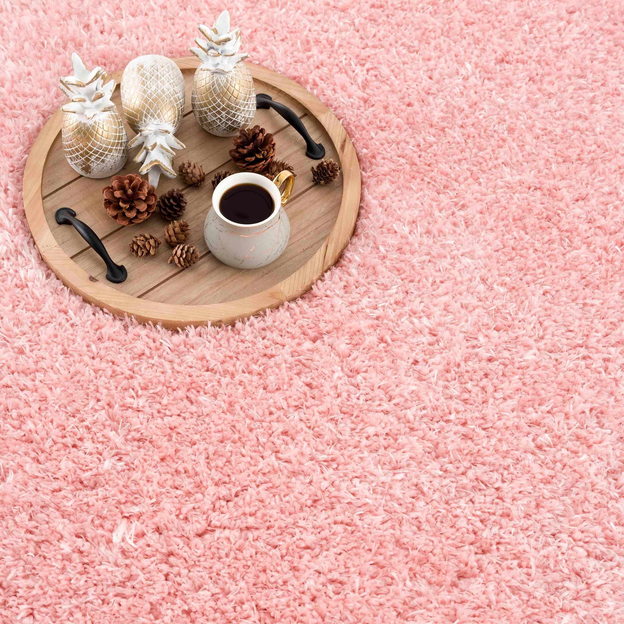 Modern Solid Pink Plush Pile Moroccan Style Washable Area Rug - Image 13