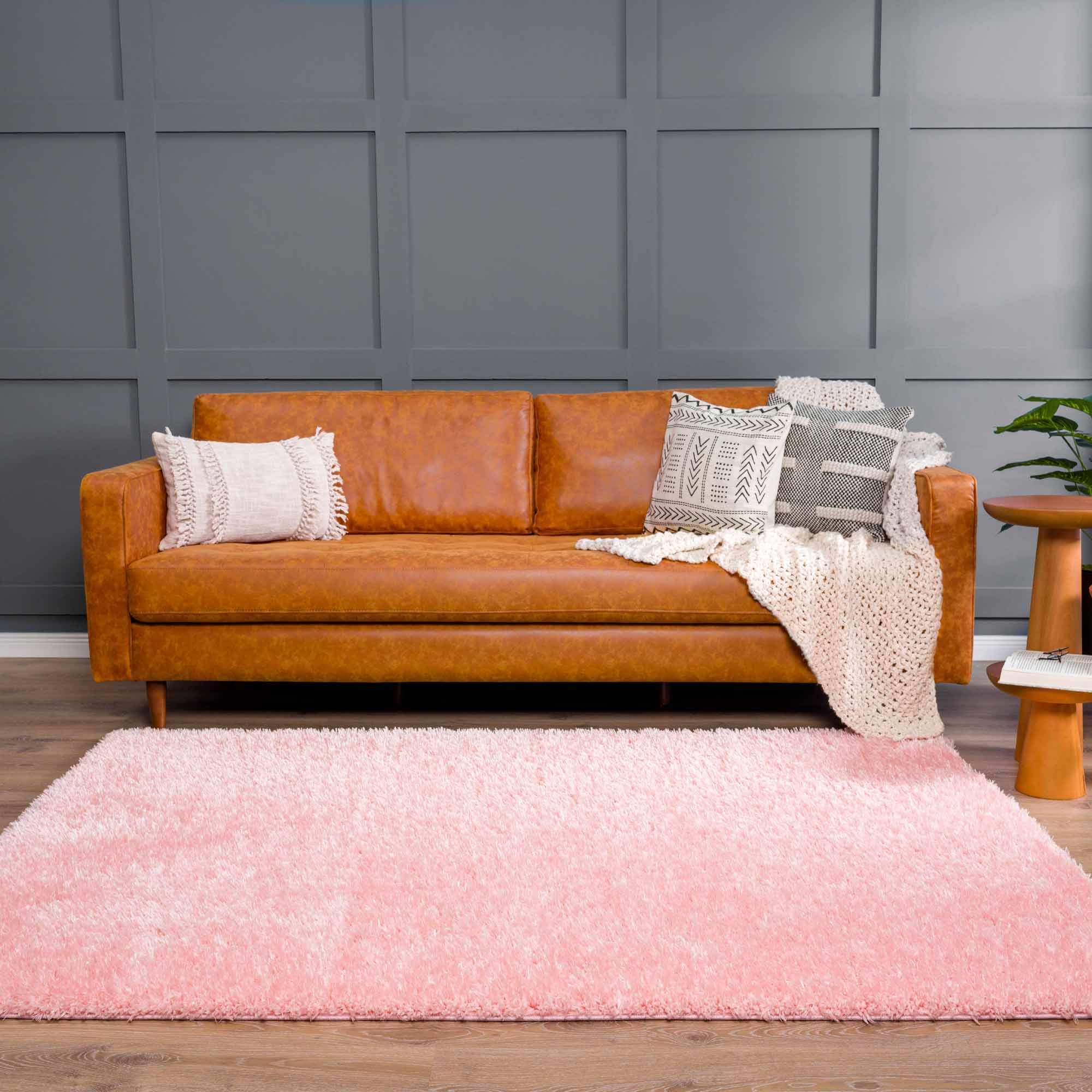 Modern Solid Pink Plush Pile Moroccan Style Washable Area Rug - Image 17