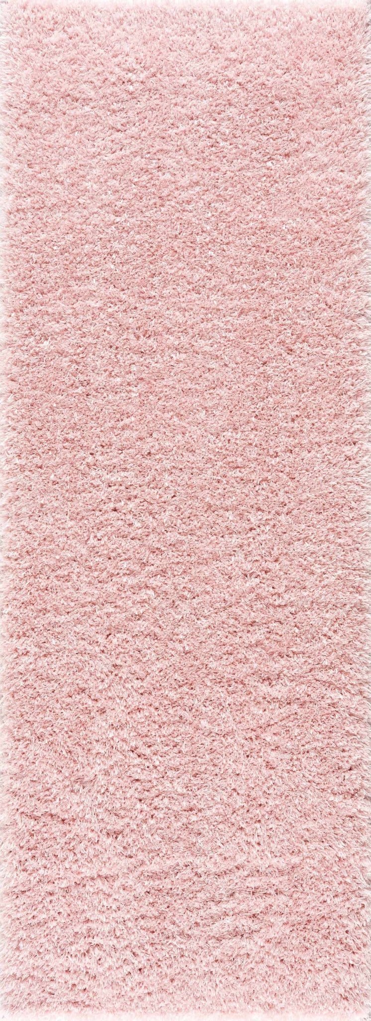 Modern Solid Pink Plush Pile Moroccan Style Washable Area Rug - Image 4