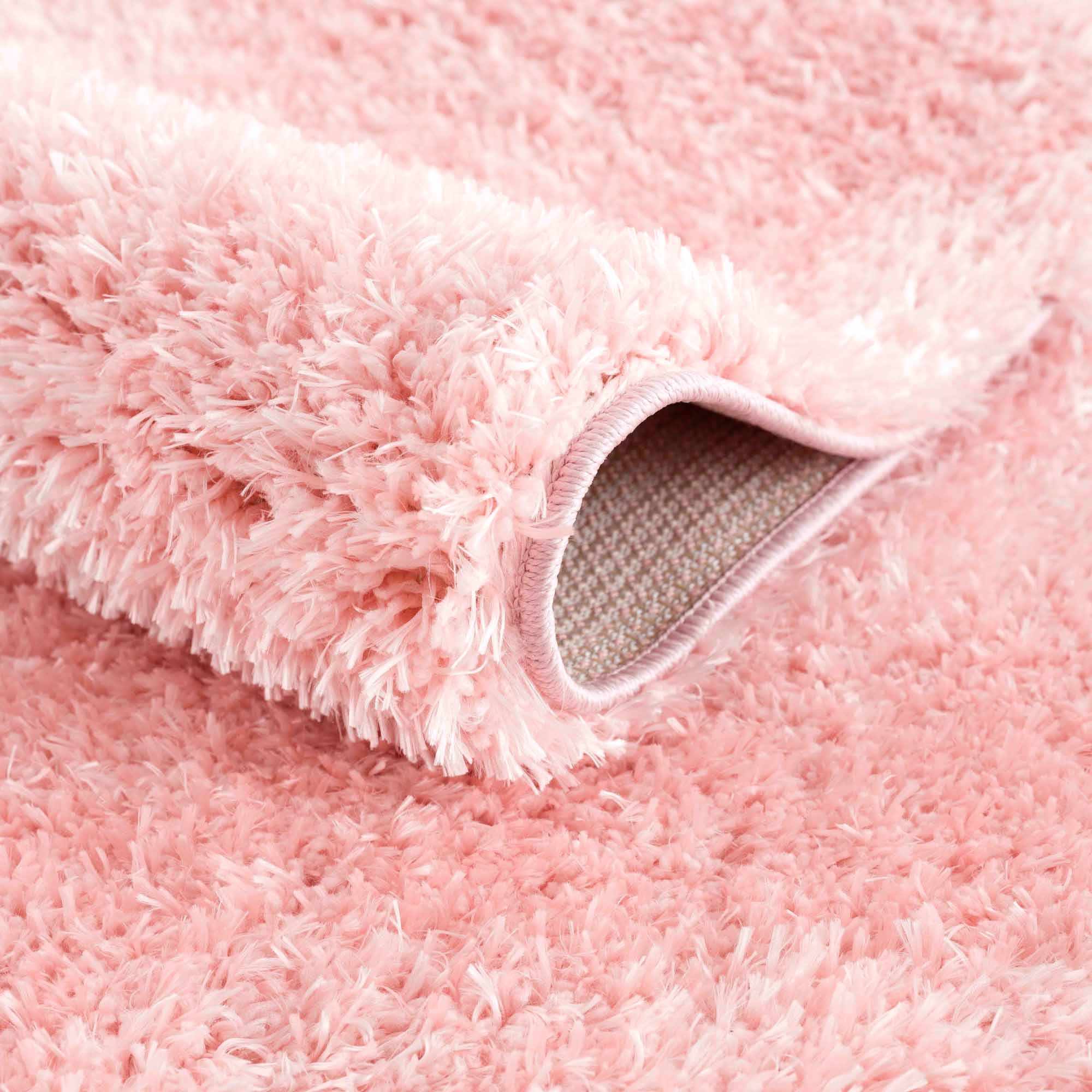 Modern Solid Pink Plush Pile Moroccan Style Washable Area Rug - Image 6