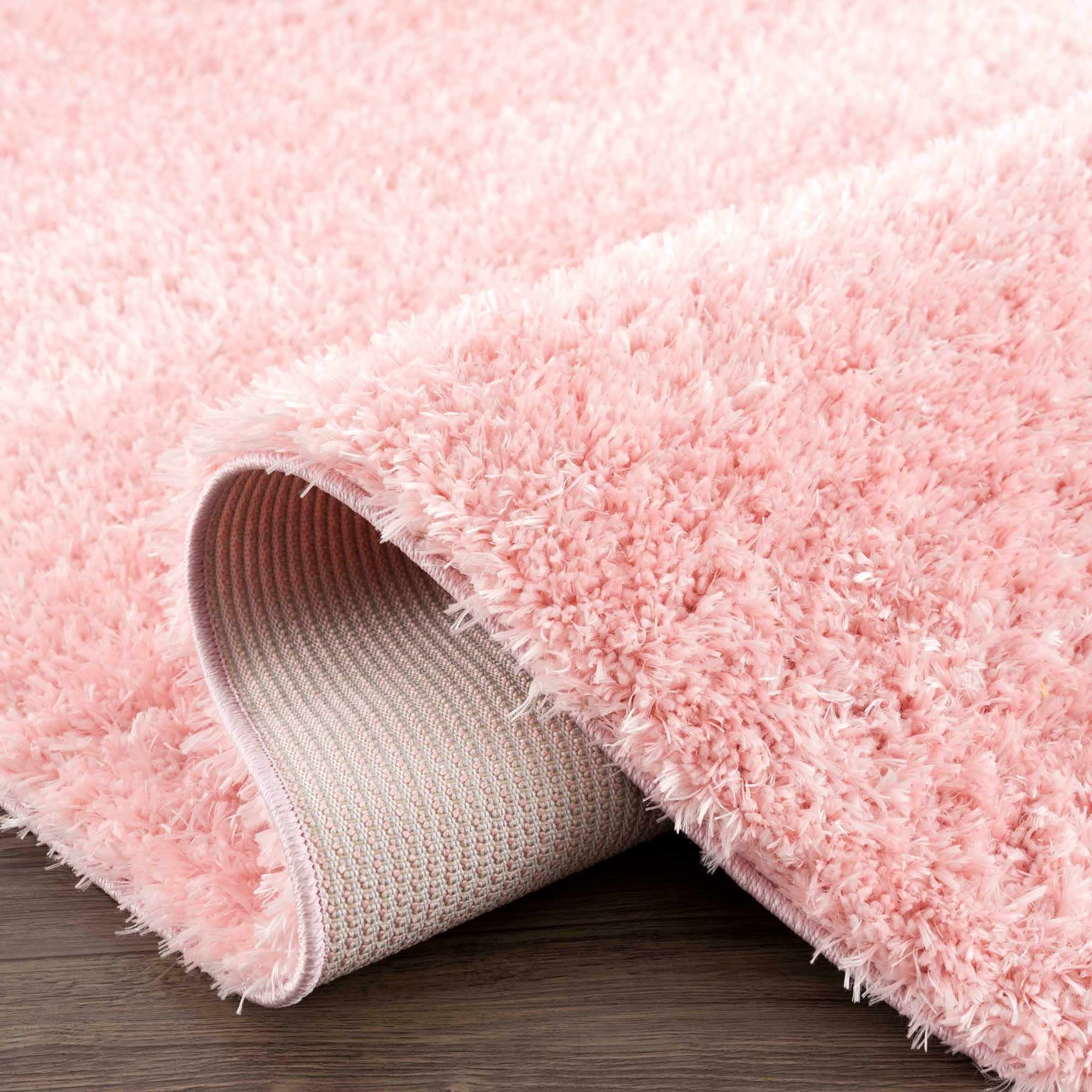 Modern Solid Pink Plush Pile Moroccan Style Washable Area Rug - Image 9