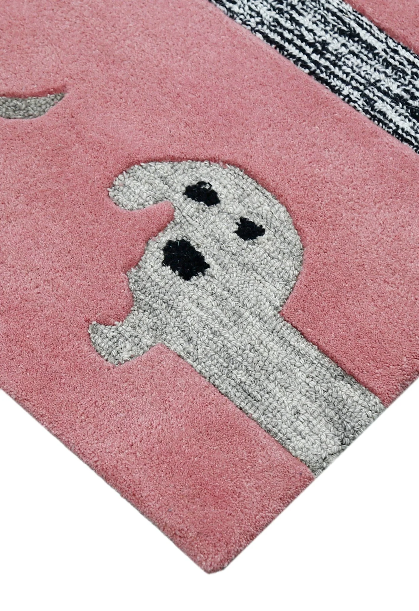 Pink Stretchy Pup Hand Tufted 3x6 Wool Area Rug - Image 3