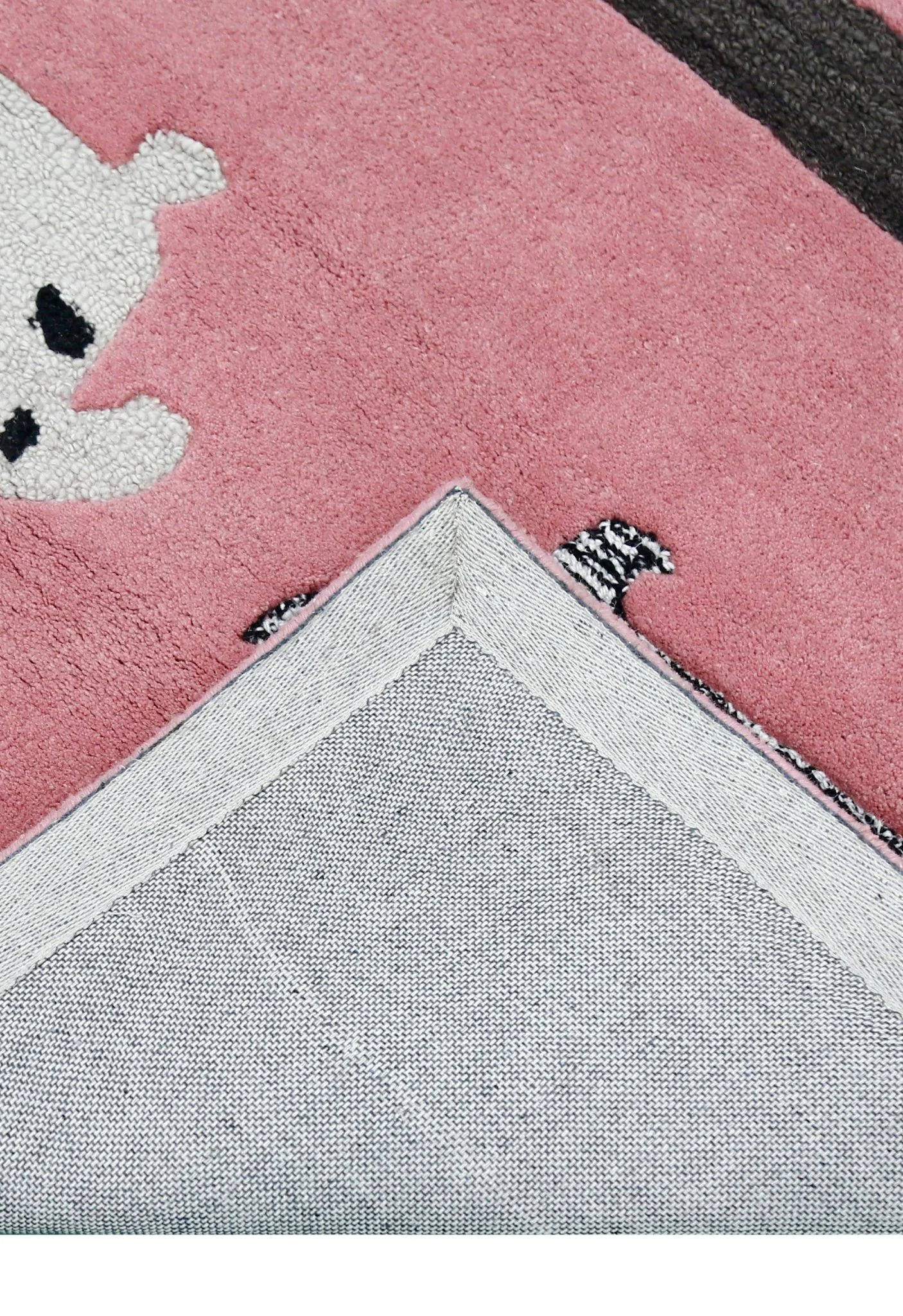 Pink Stretchy Pup Hand Tufted 3x6 Wool Area Rug - Image 4