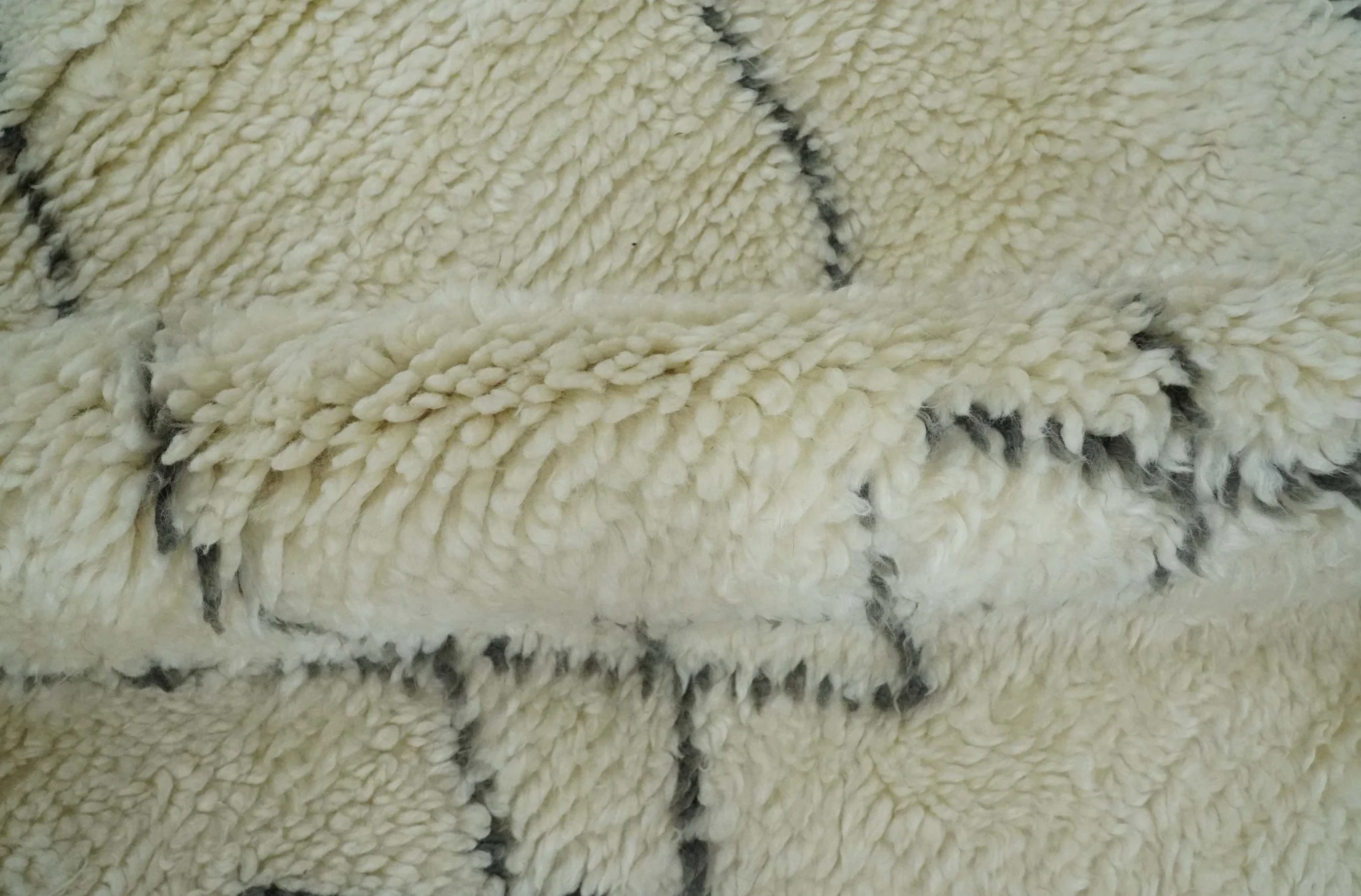 Plush Thick Beni Ourain 8x10.5 Ivory and Charcoal Geometrical design Moroccan Rug Made with fine Wool - Image 7