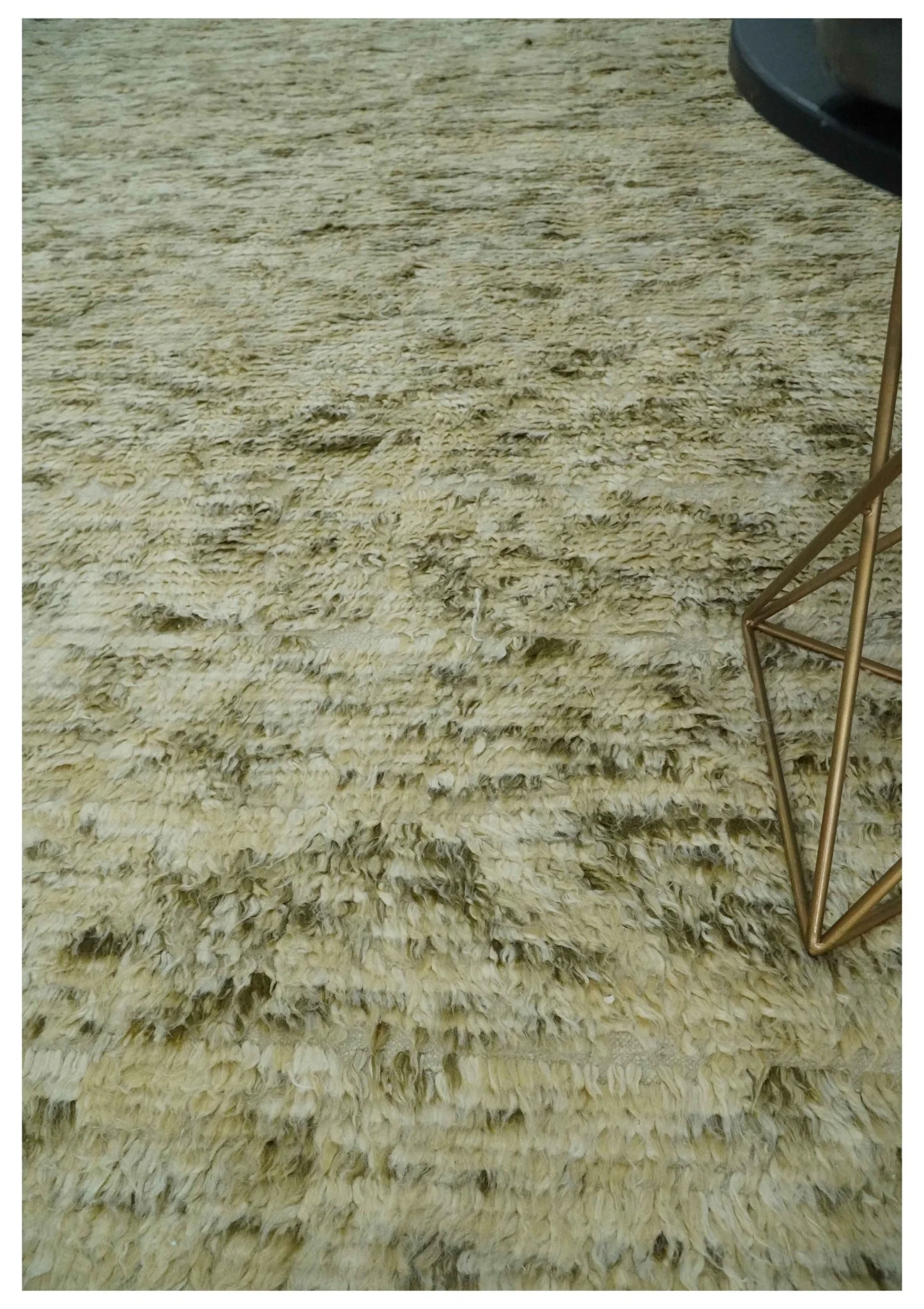 Plush Beni Ourain 12.5x15 Ivory and Moss Olive Moroccan Rug Made with fine Wool - Image 2