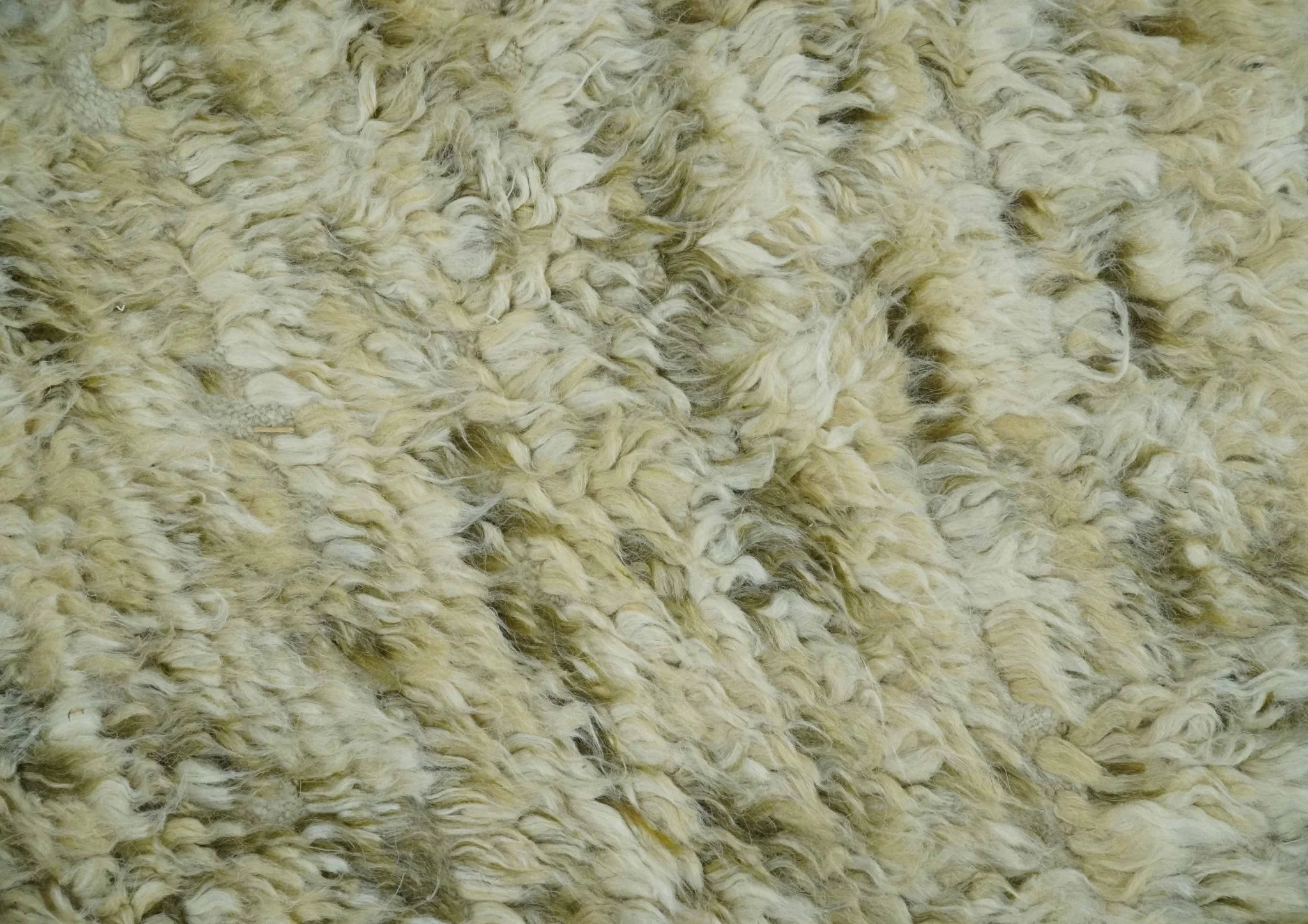 Plush Beni Ourain 12.5x15 Ivory and Moss Olive Moroccan Rug Made with fine Wool - Image 4