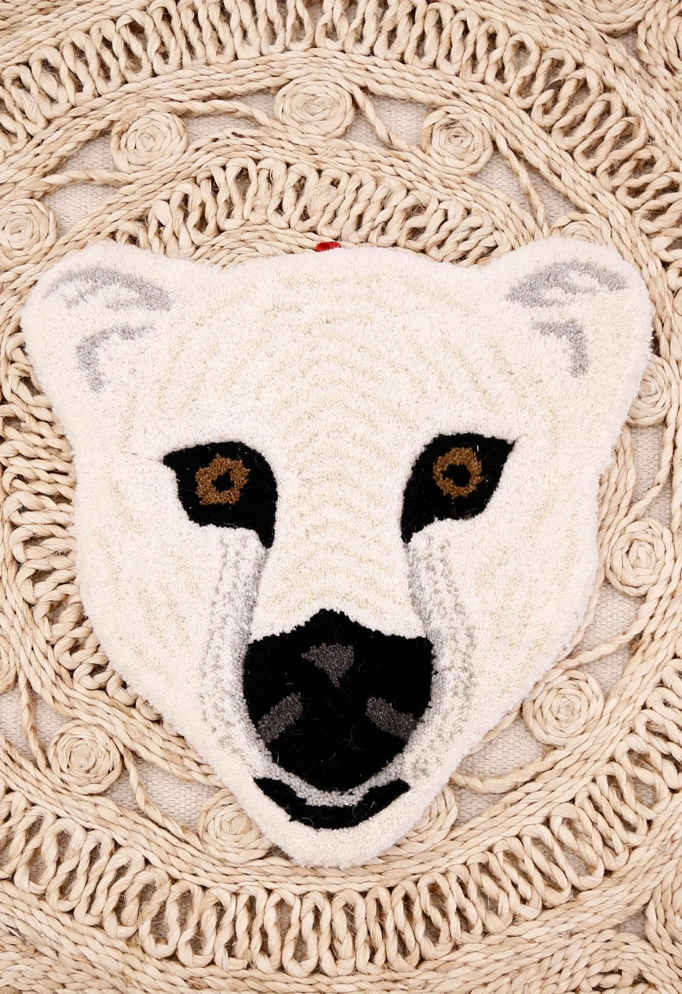 Polar Bear Pattern Ivory And Black Hand Tufted 1x1 Wool Area Rug - Image 4