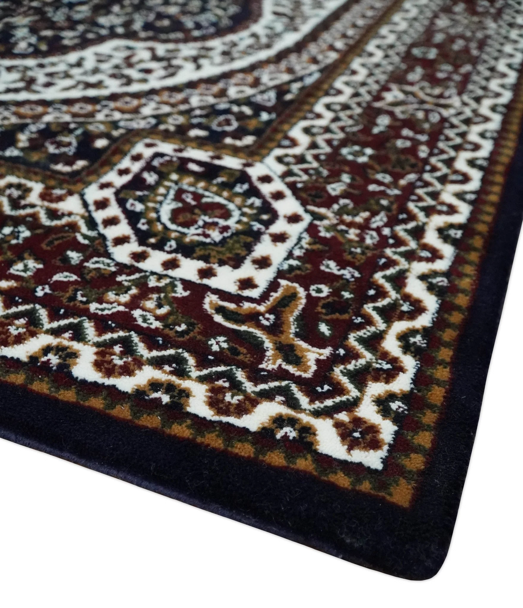 Premium Look 5x7 Black, Ivory and Brown Heriz Medallion Pattern Area Rug - Image 5