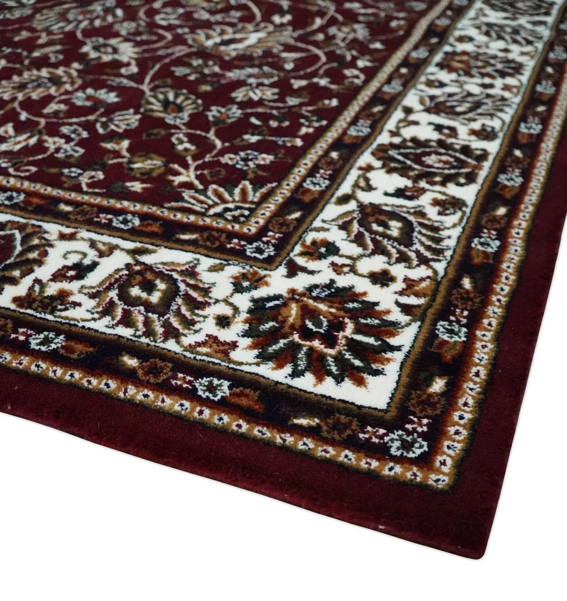 Premium Look 5x7 Woven Maroon and Ivory Traditional Pattern Area Rug - Image 5