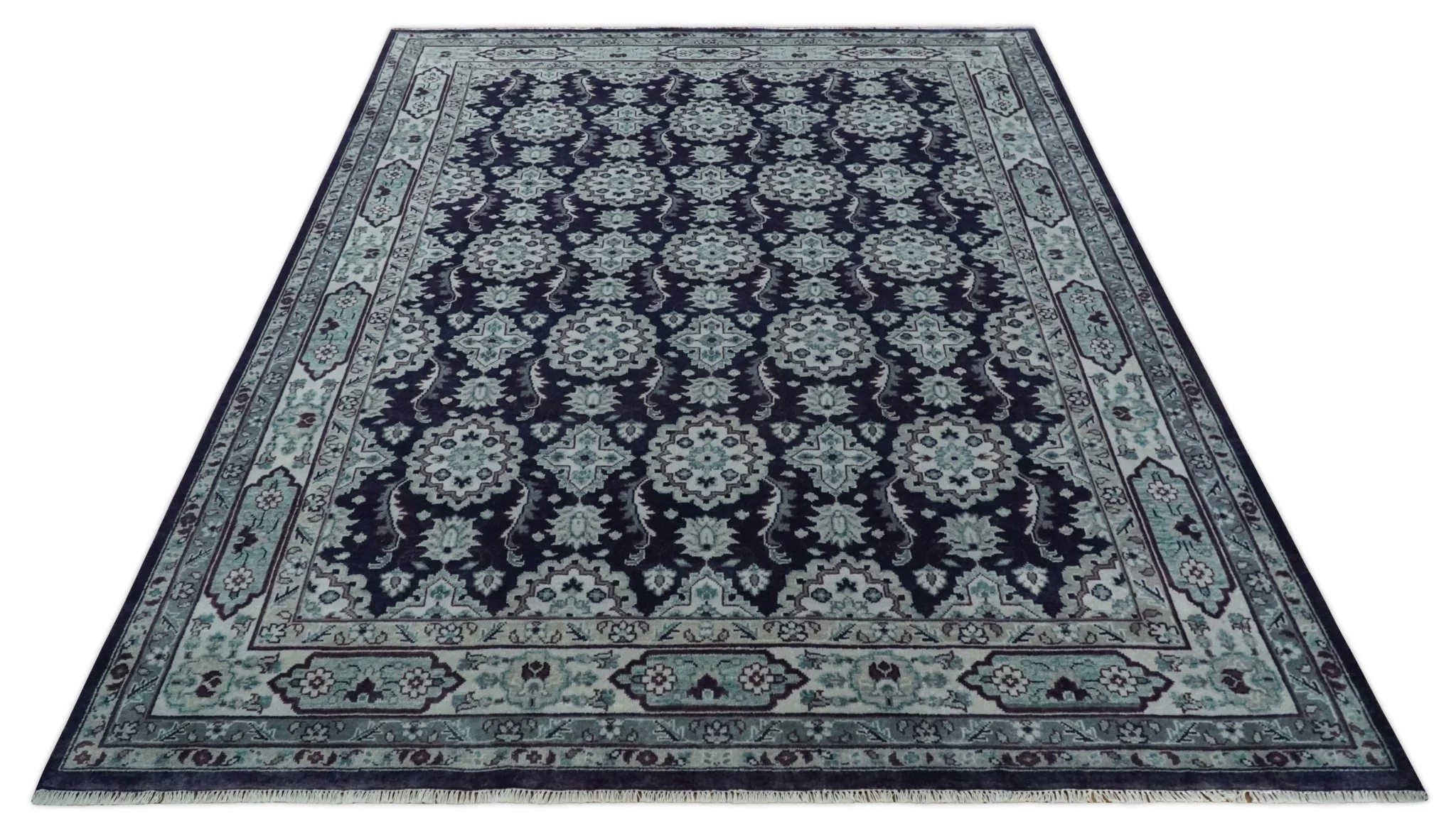 Premium Antique Style Silver, Gray and Black Hand knotted Traditional wool Area Rug - Image 10