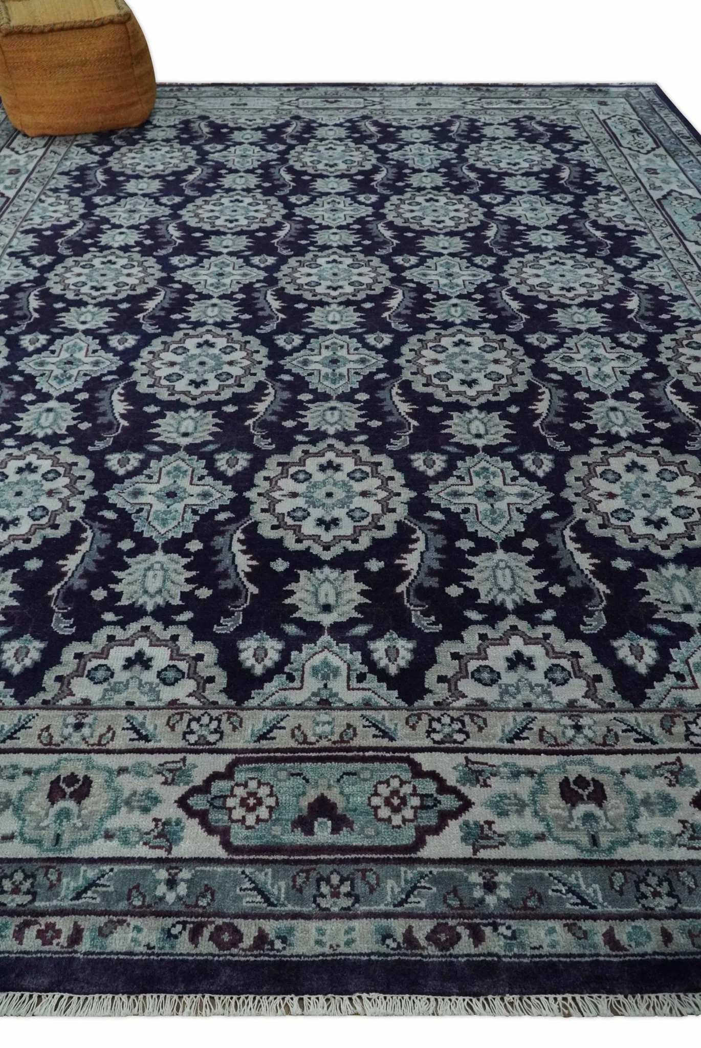 Premium Antique Style Silver, Gray and Black Hand knotted Traditional wool Area Rug - Image 3