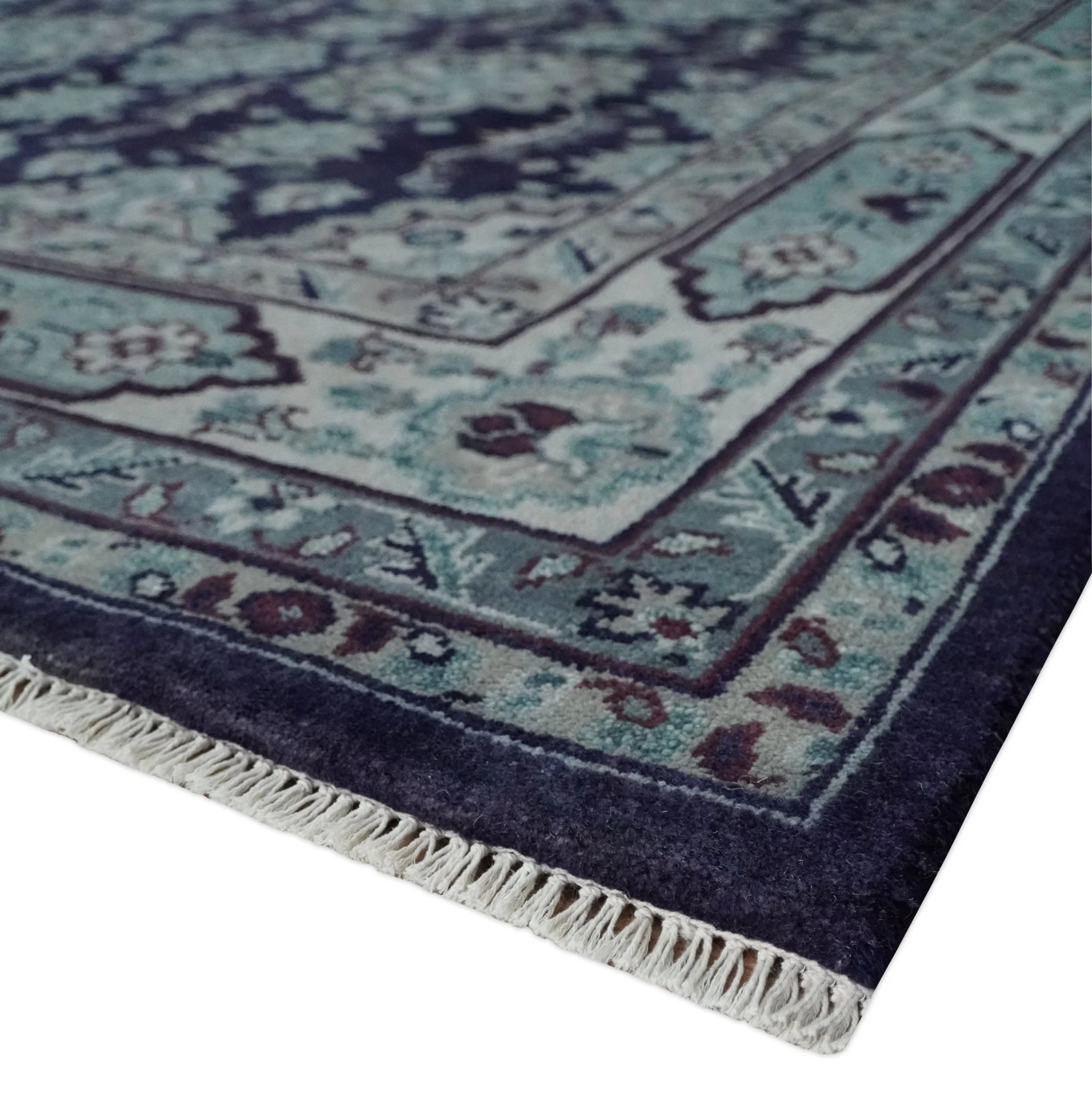 Premium Antique Style Silver, Gray and Black Hand knotted Traditional wool Area Rug - Image 5