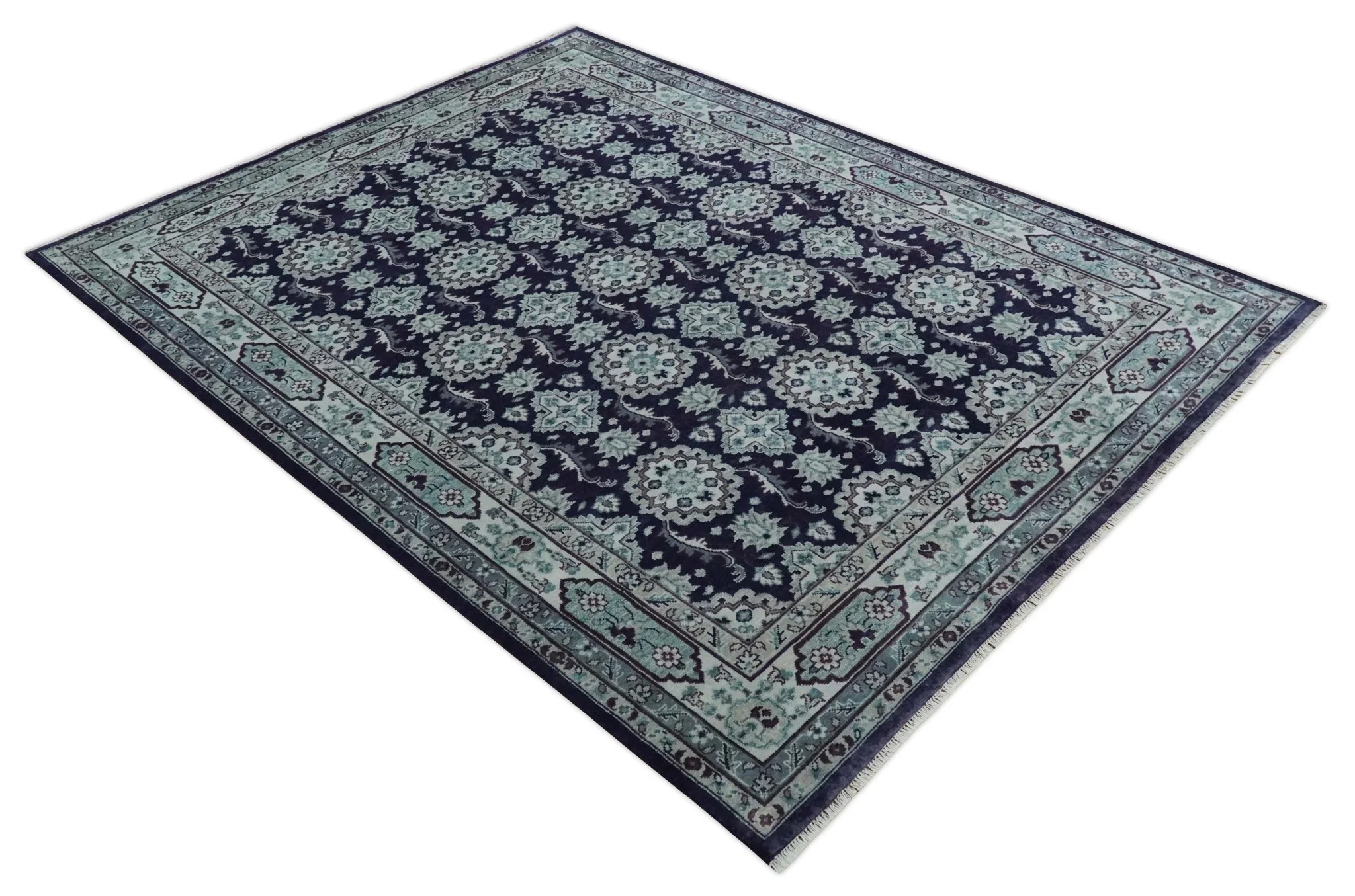 Premium Antique Style Silver, Gray and Black Hand knotted Traditional wool Area Rug - Image 9