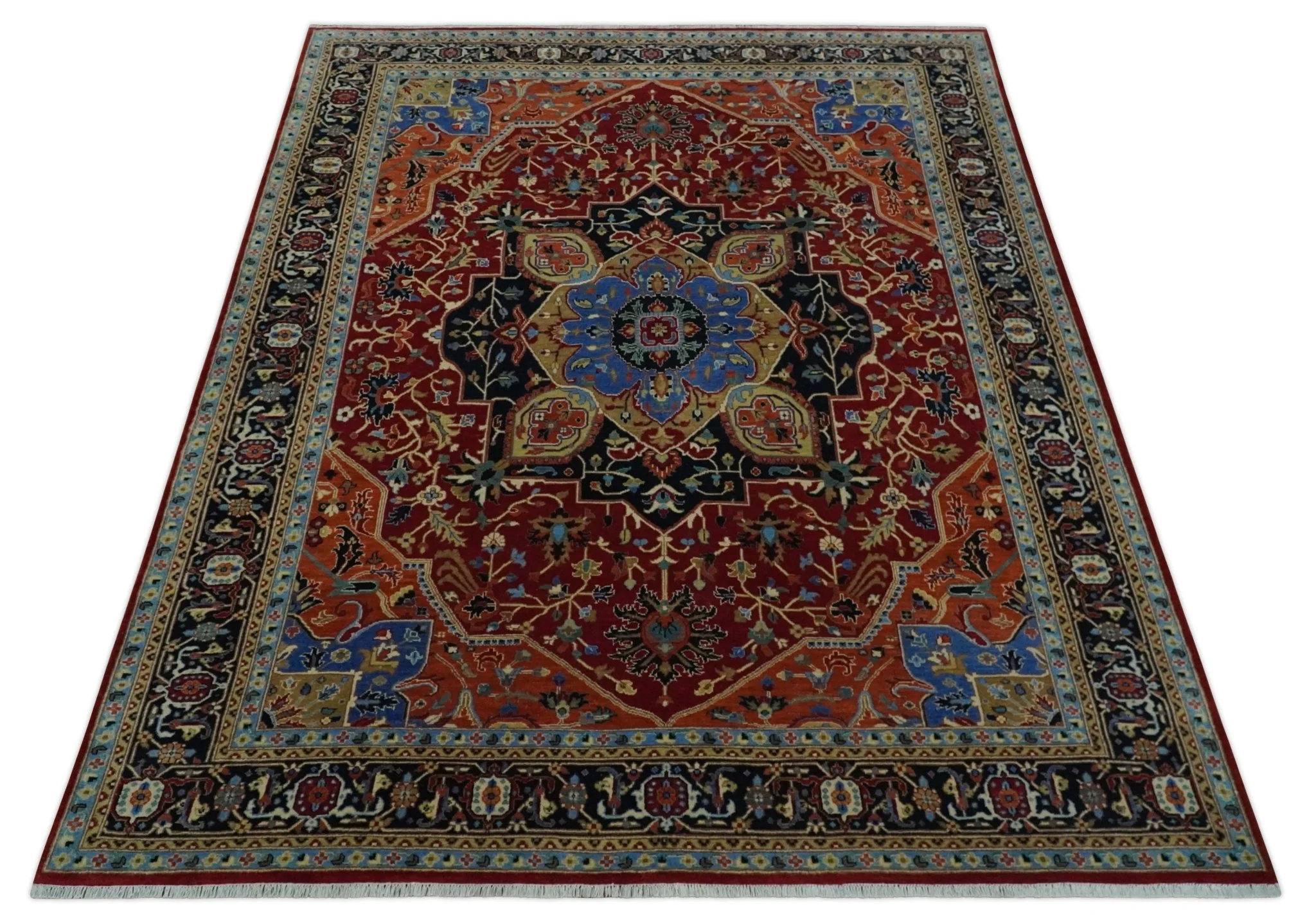 Fine Black, Brown and Rust 8x10 Traditional Hand Knotted wool Area Rug - Image 10