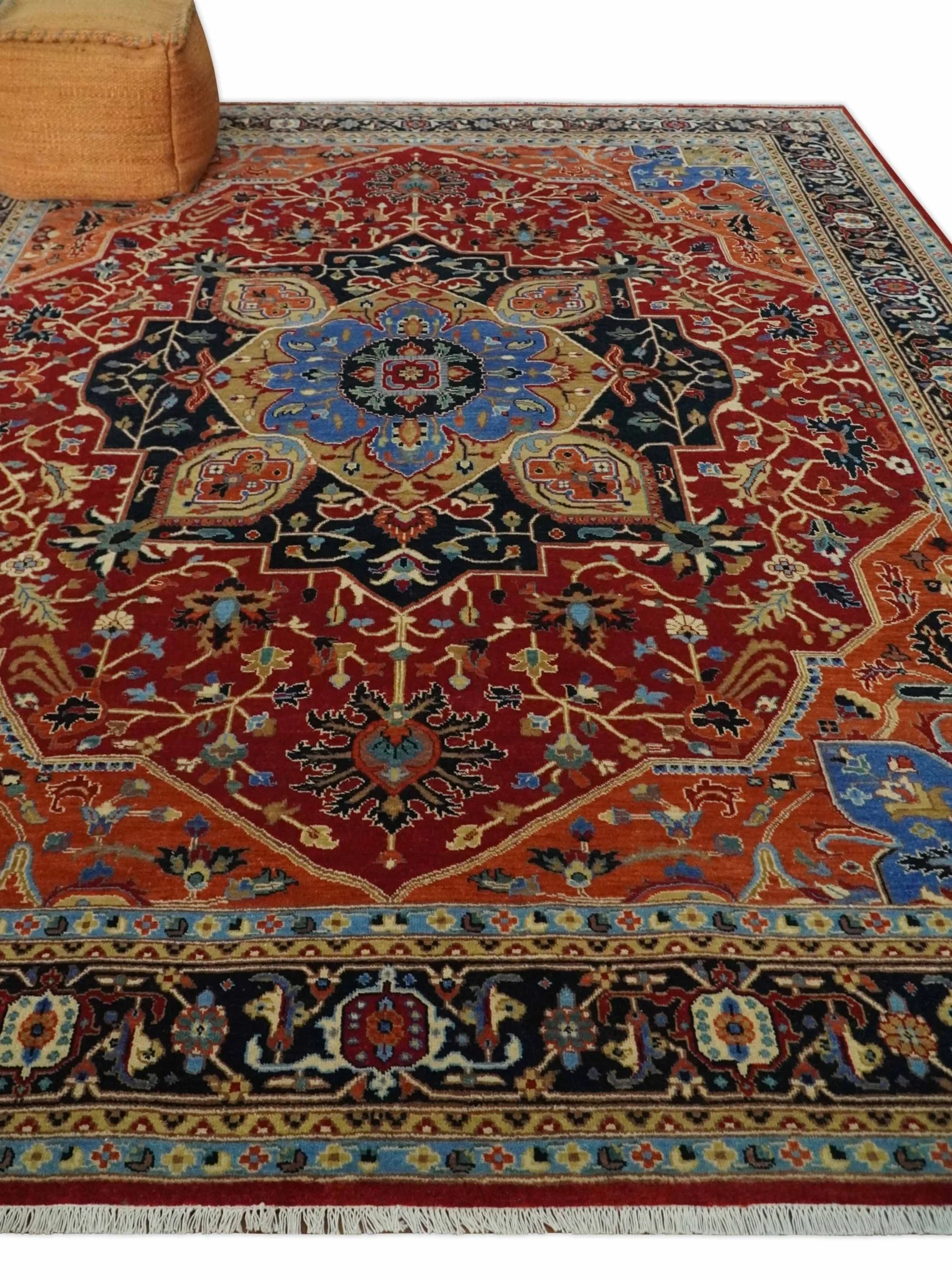 Fine Black, Brown and Rust 8x10 Traditional Hand Knotted wool Area Rug - Image 3