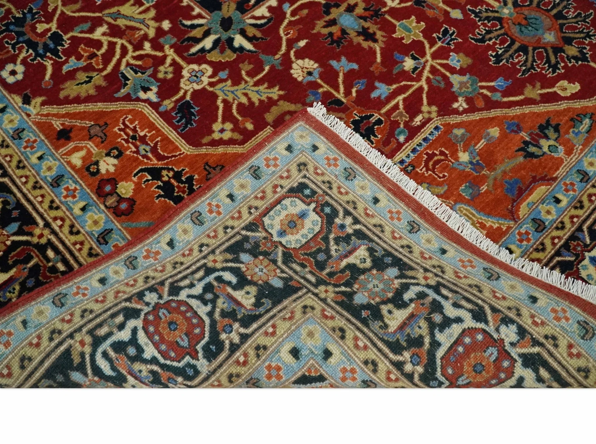 Fine Black, Brown and Rust 8x10 Traditional Hand Knotted wool Area Rug - Image 7