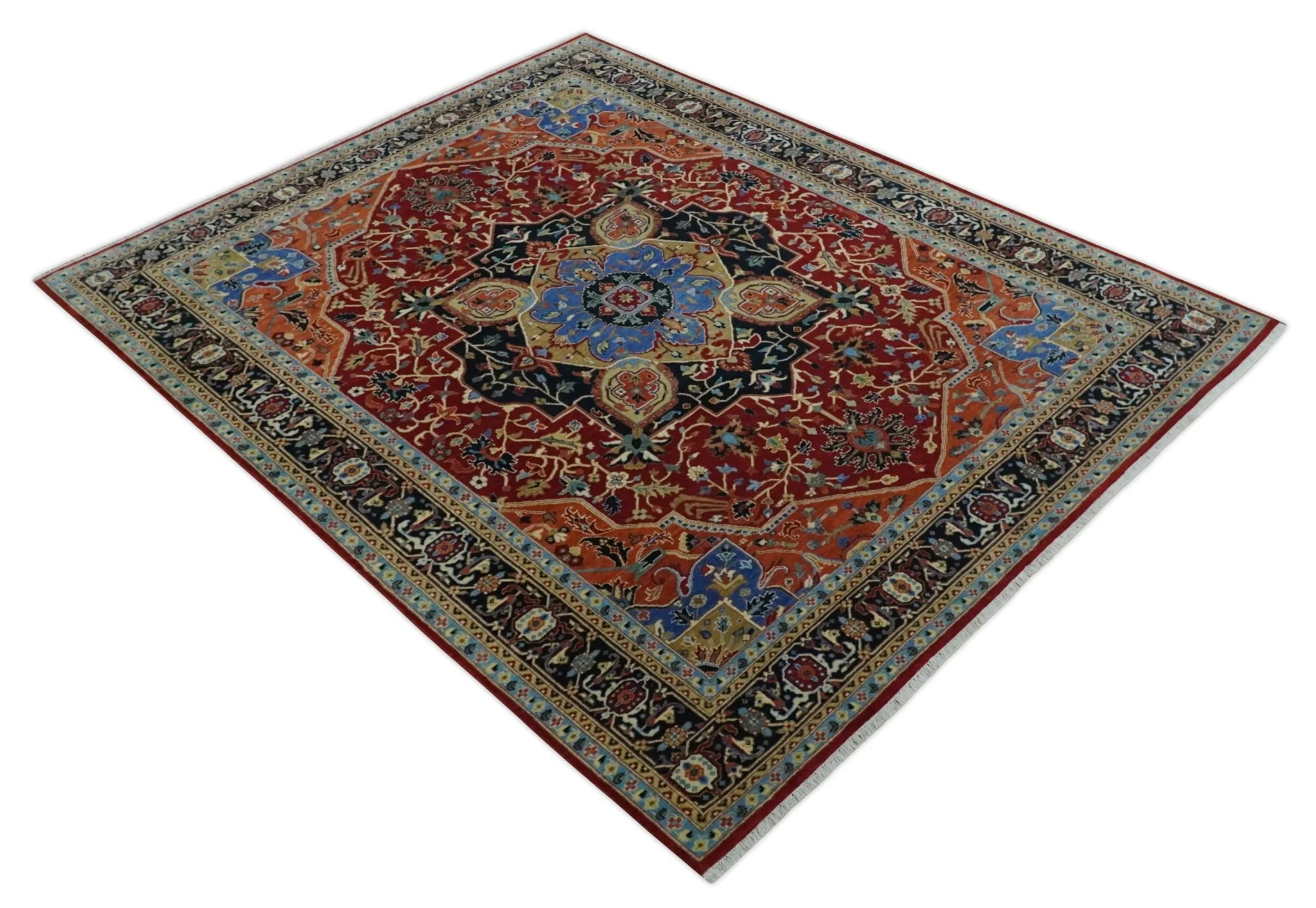 Fine Black, Brown and Rust 8x10 Traditional Hand Knotted wool Area Rug - Image 9