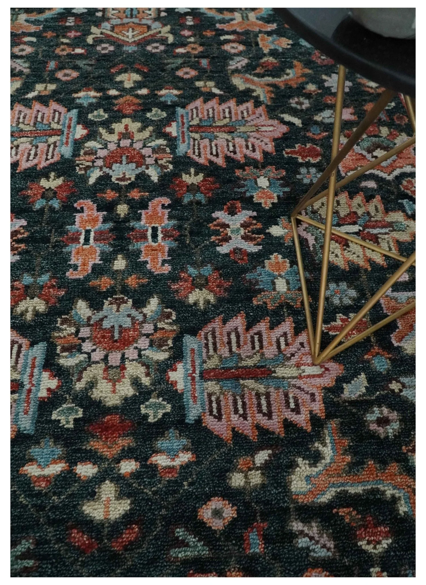 Black and Rust Traditional Hand Knotted Oushak wool 8x10 Area Rug - Image 2