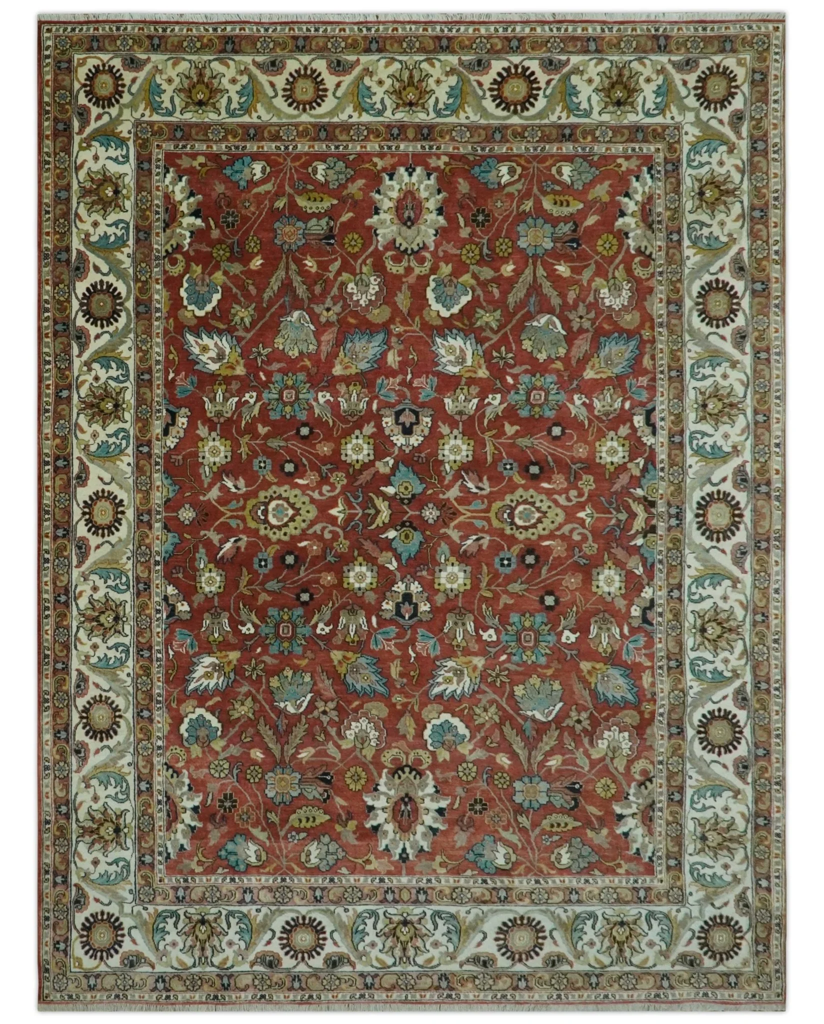 Premium Brown and Ivory 8x10 Hand knotted Traditional Floral Wool Area Rug - Image 11