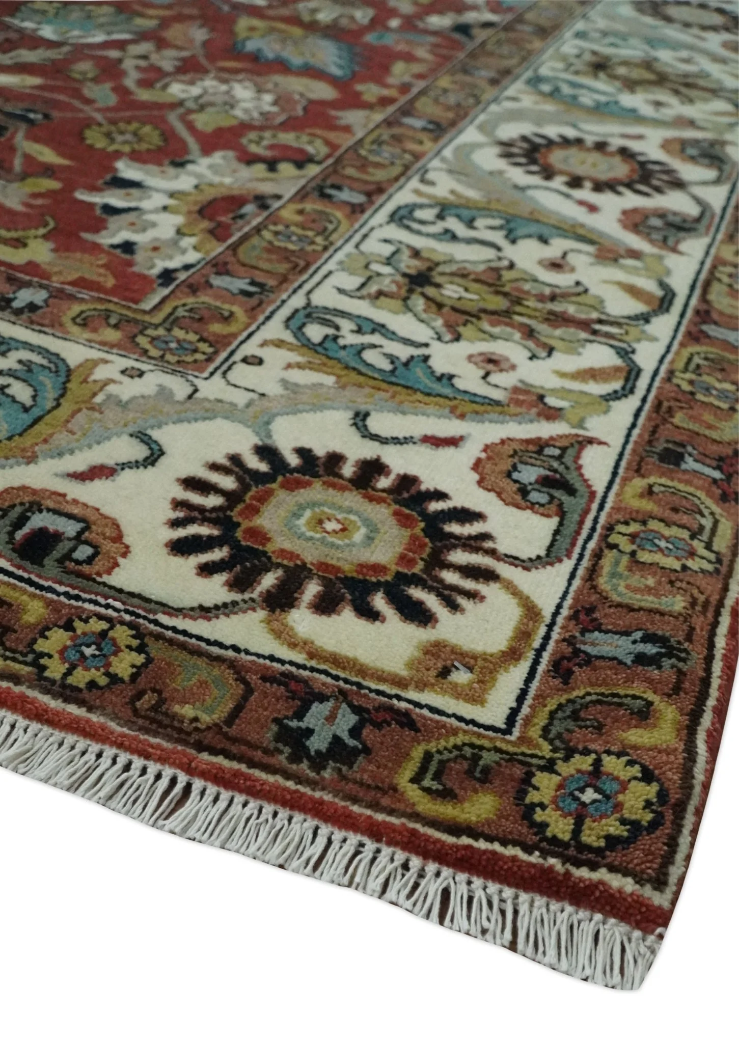 Premium Brown and Ivory 8x10 Hand knotted Traditional Floral Wool Area Rug - Image 5