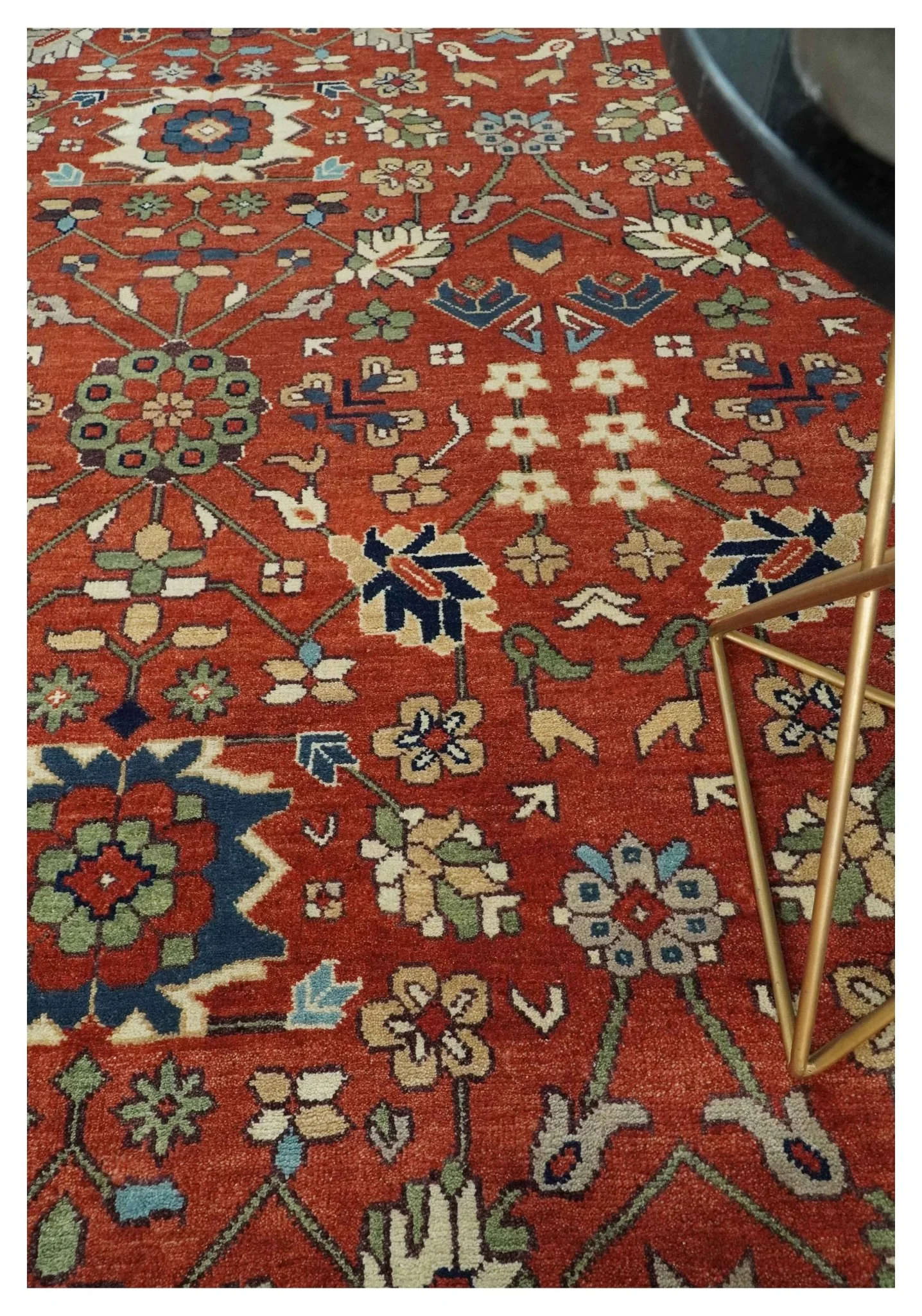 Fine Hand Knotted Rust and Ivory 8x10 and 9x12 Traditional Wool Area Rug - Image 2