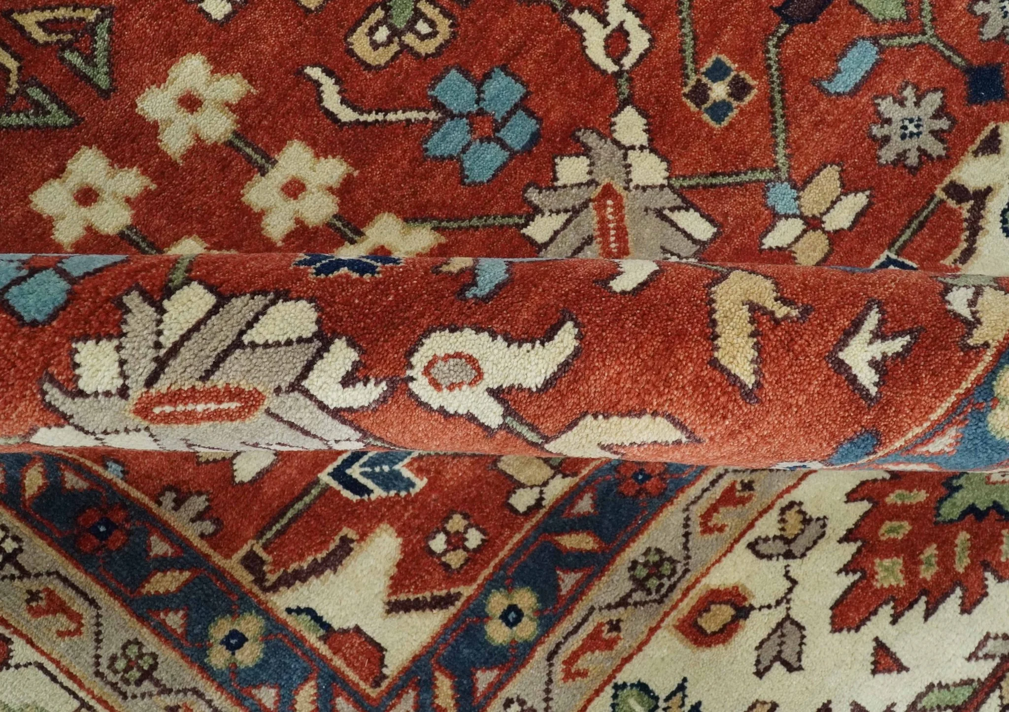 Fine Hand Knotted Rust and Ivory 8x10 and 9x12 Traditional Wool Area Rug - Image 6