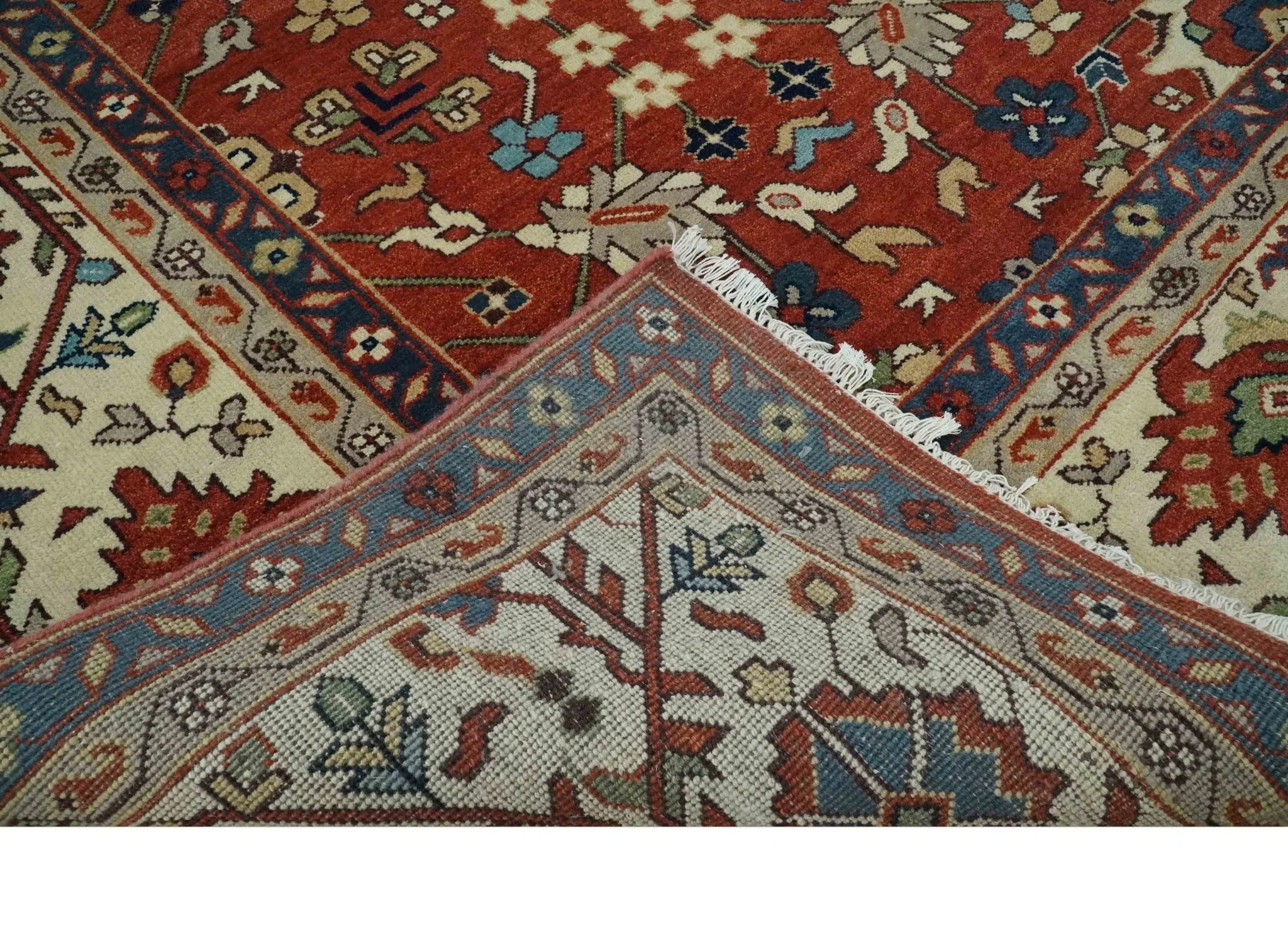 Fine Hand Knotted Rust and Ivory 8x10 and 9x12 Traditional Wool Area Rug - Image 7
