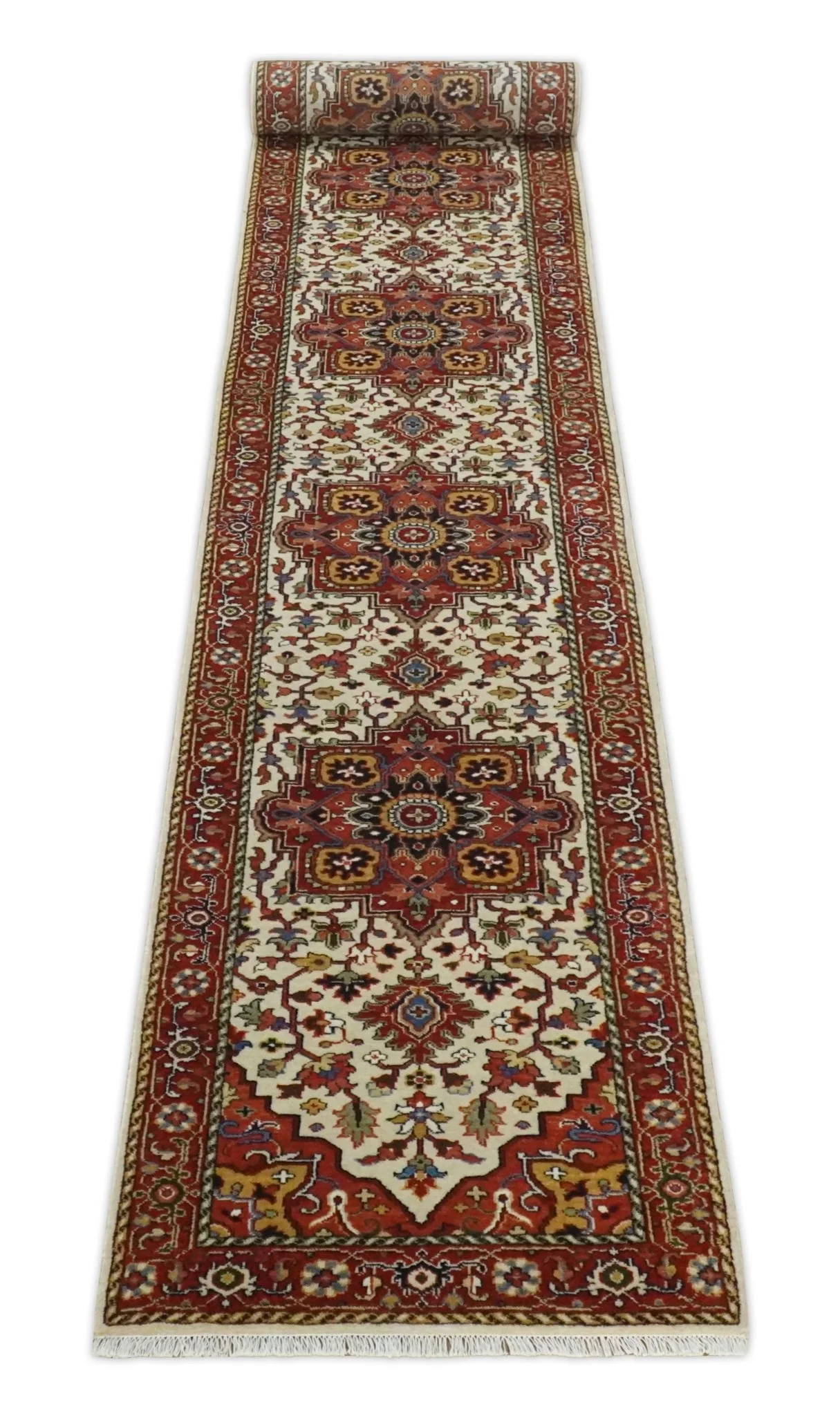 Long 20 feet runner Brown and Ivory Traditional Hallway Rug wool area rug - Image 7