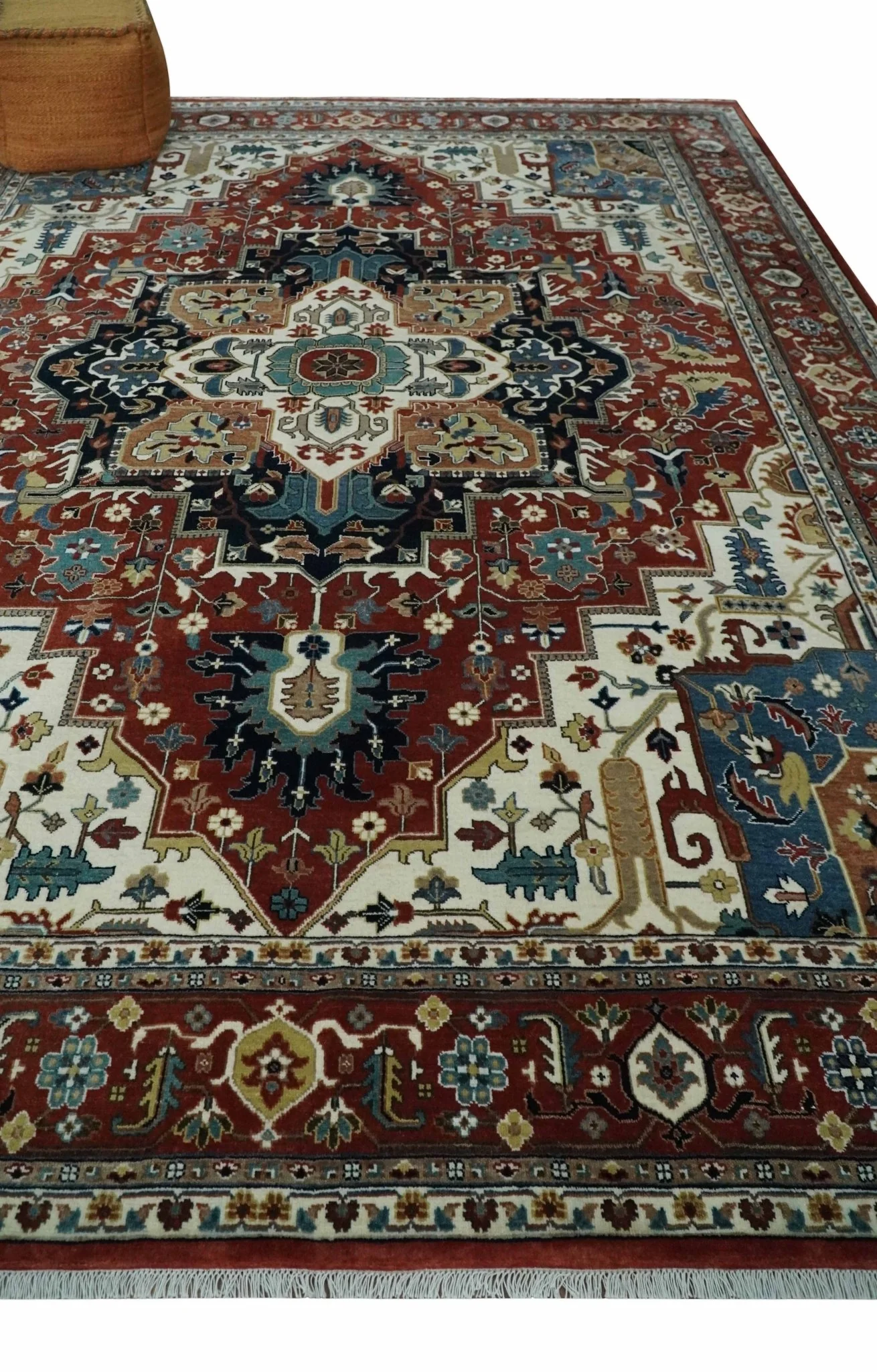 Fine Hand Knotted Brown and Ivory 8x10 and 9x12 Traditional Wool Area Rug - Image 3